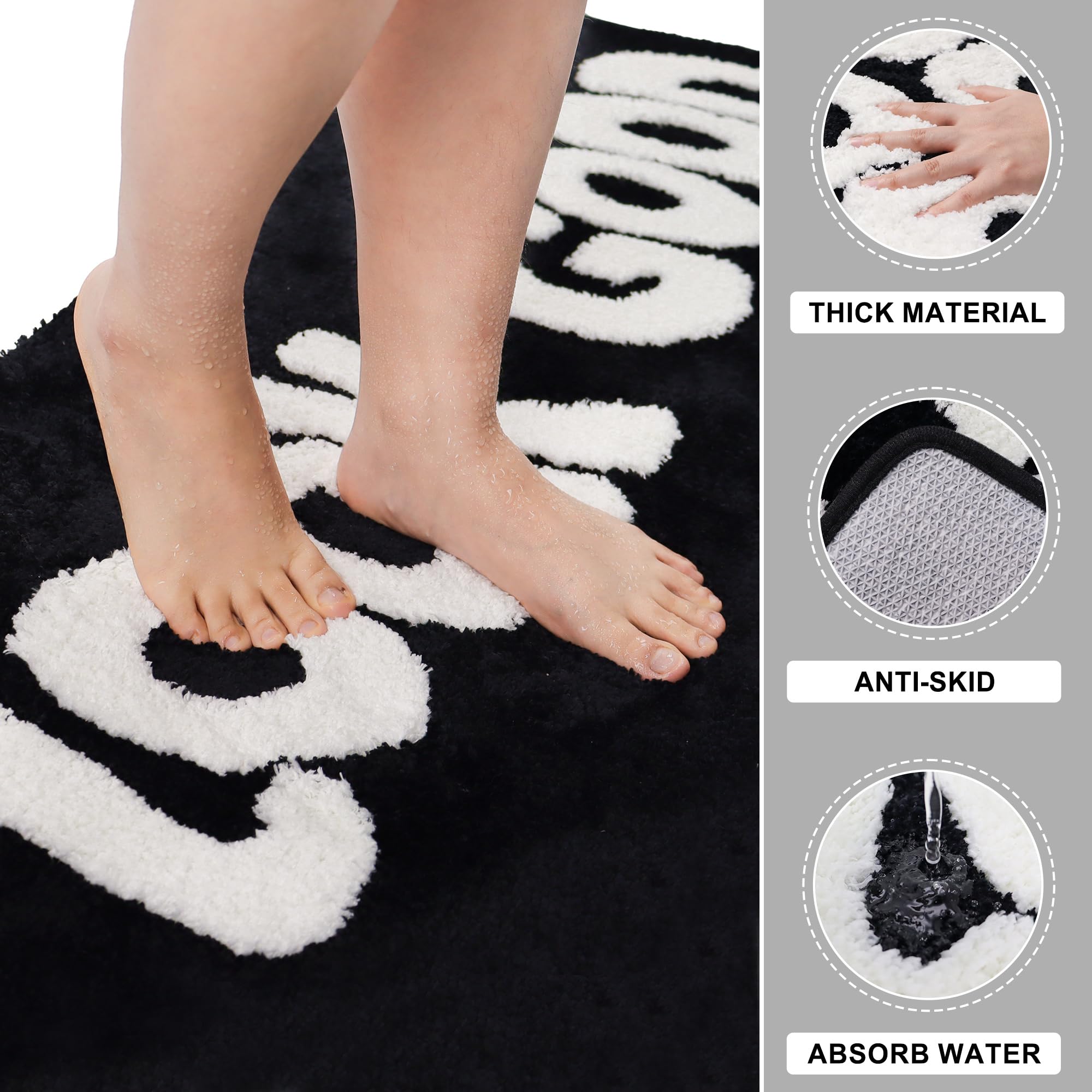 Oturgor You Look Good Runner Black And White Bathroom Rug Long Bath Mat Funny Bathroom Decor For Bathtub,Bedroom And Shower,20''