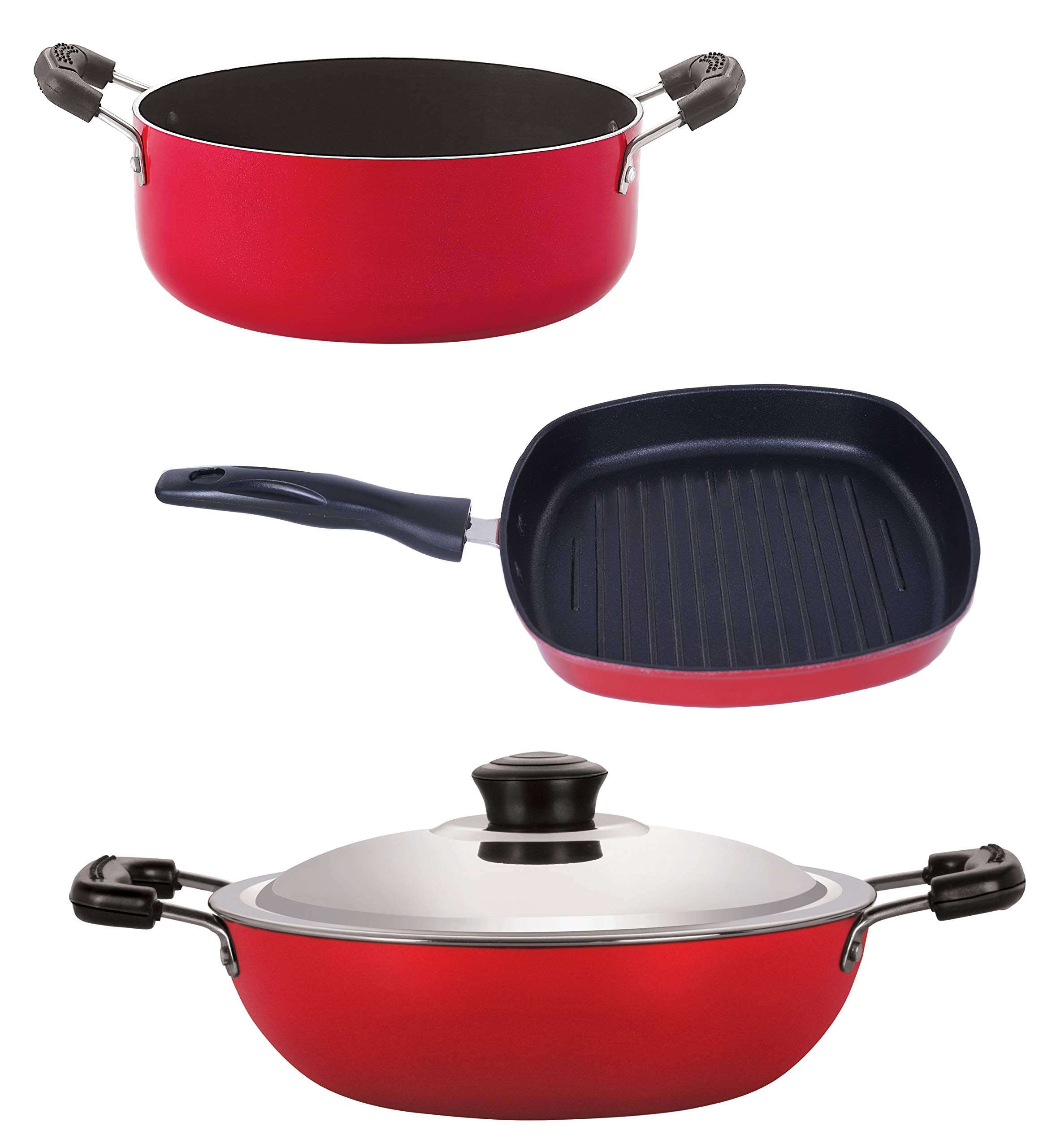 Nirlon NonStick 3 Layer Coated Chemical Free Aluminium Cooking Essential Combo Offer Gift Set