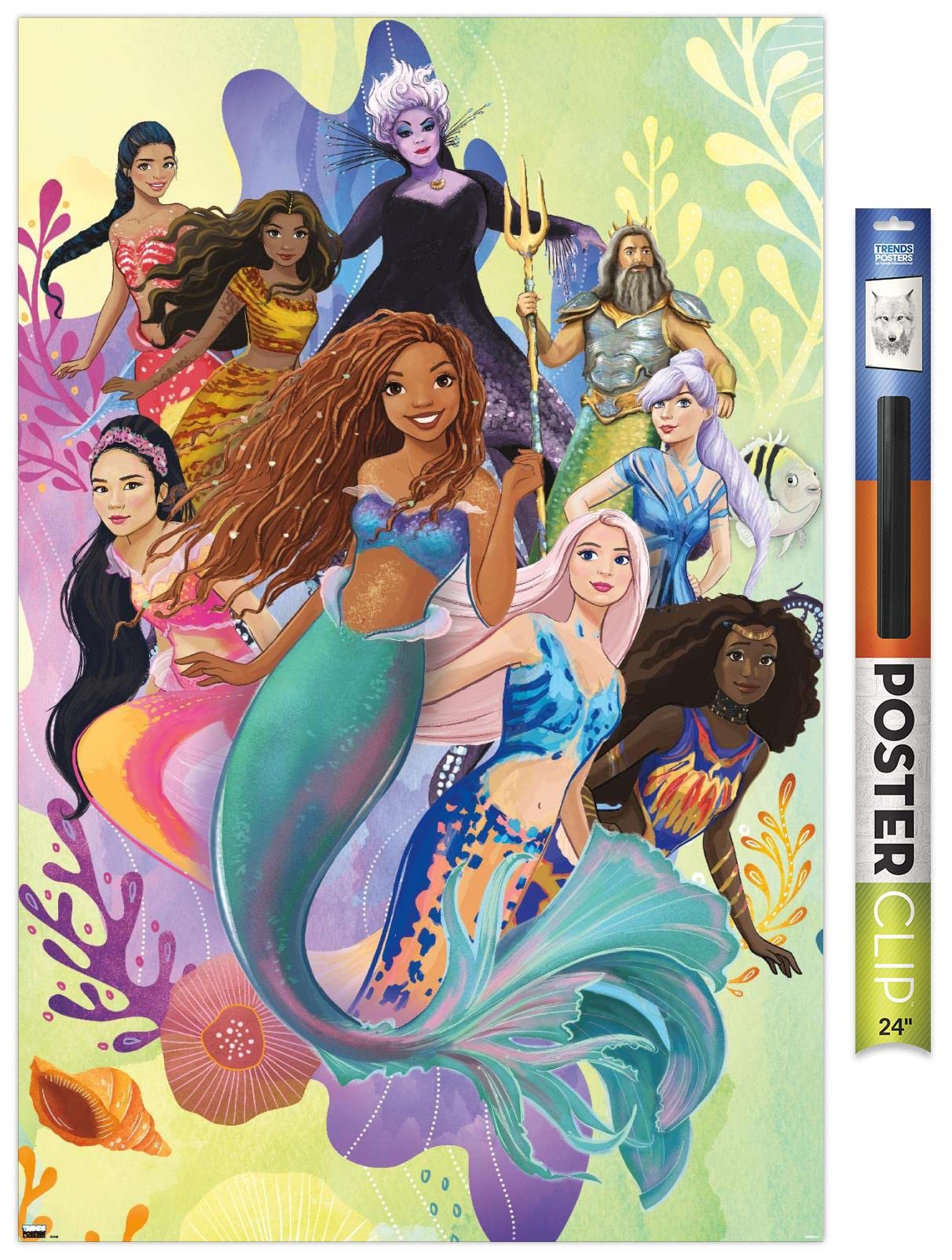 Trends International Disney Little Mermaid - Group Wall Poster, 22.37'' X 34.00'', Poster & Clip Bundle