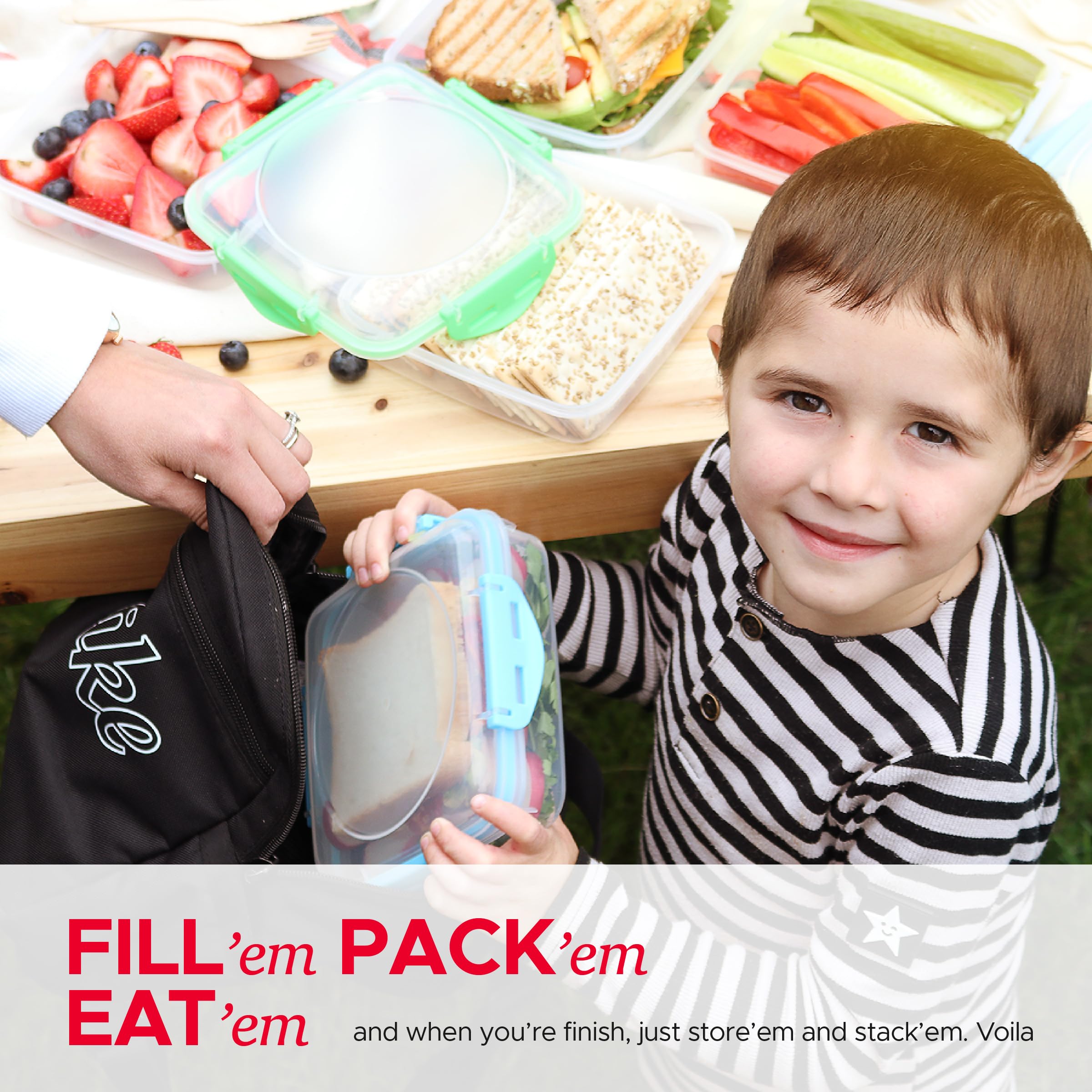 Tafura Kids 3 Pack Sandwich Containers, Bpa Free Plastic, Microwave And Dishwasher Safe, Designed With Kid Friendly Lids