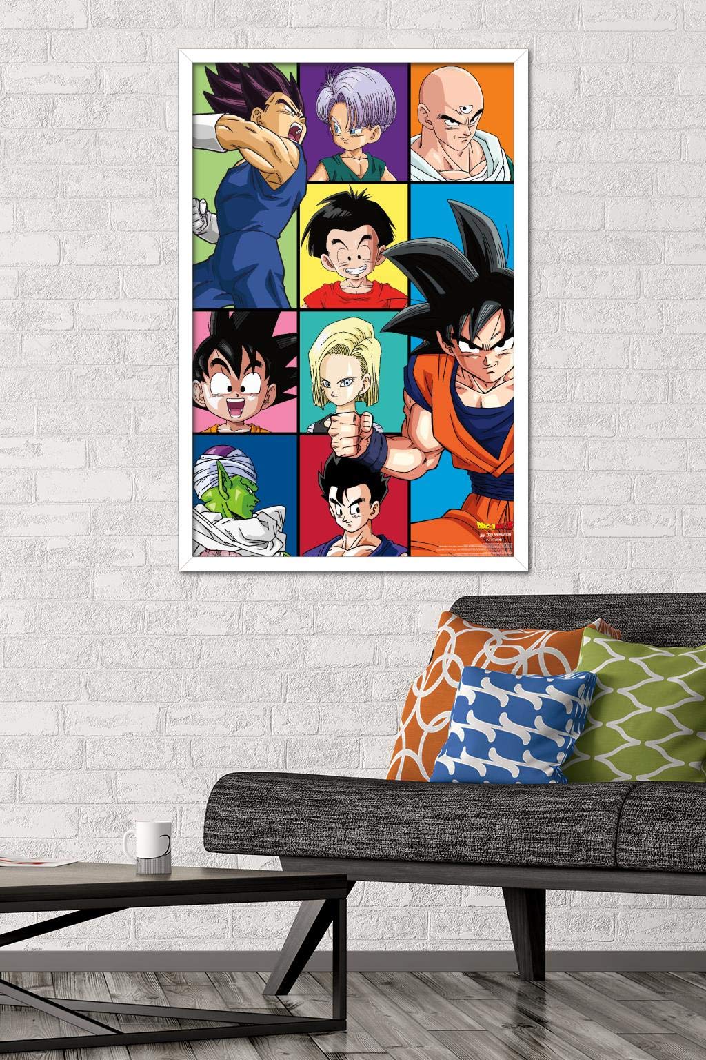 Trends International Dragon Ball Z - Grid Wall Poster, 22.375'' X 34'', White Framed Version