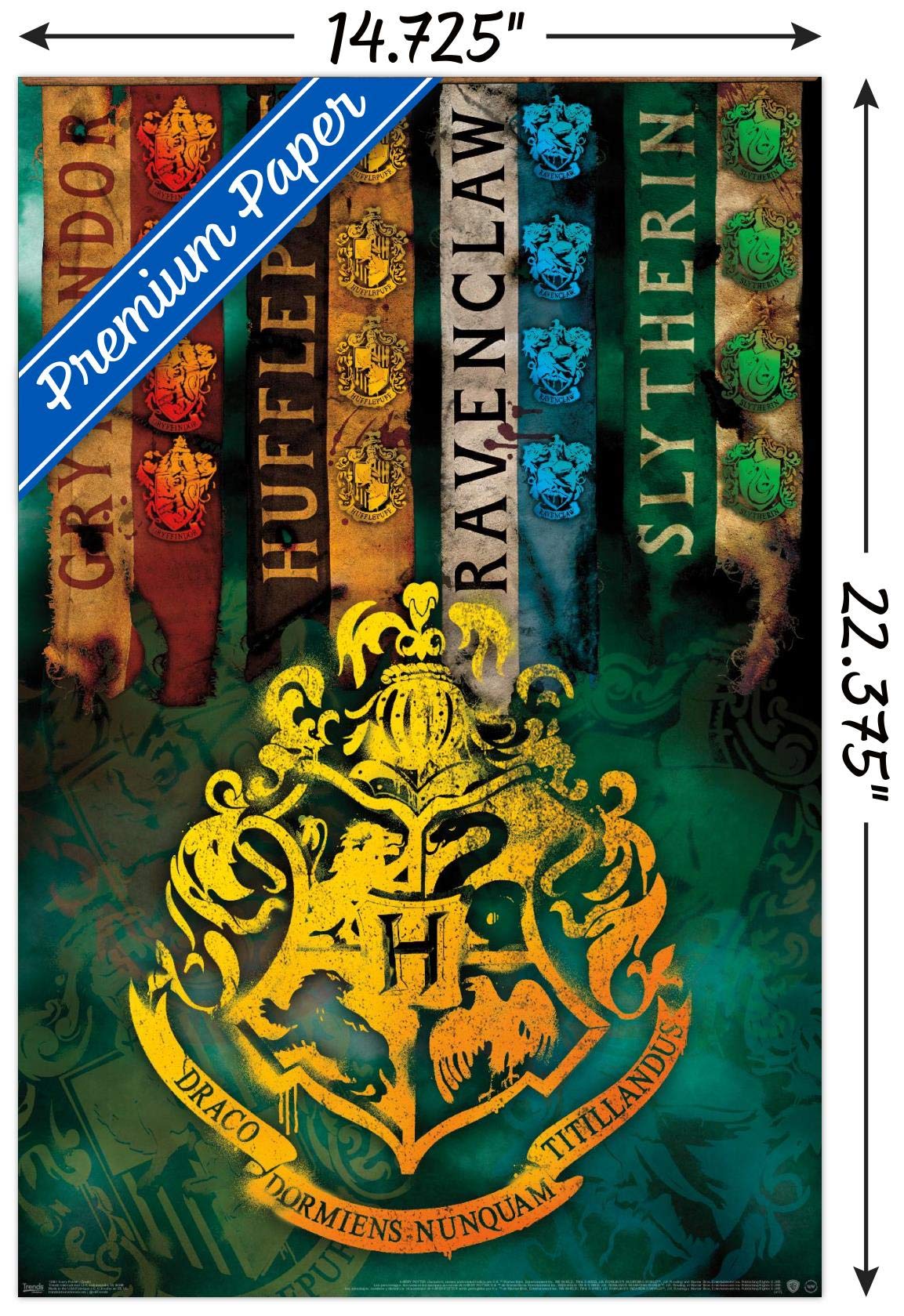 Trends International The Wizarding World: Harry Potter - House Crests Wall Poster, 14.725'' X 22.375'', Premium Unframed Version