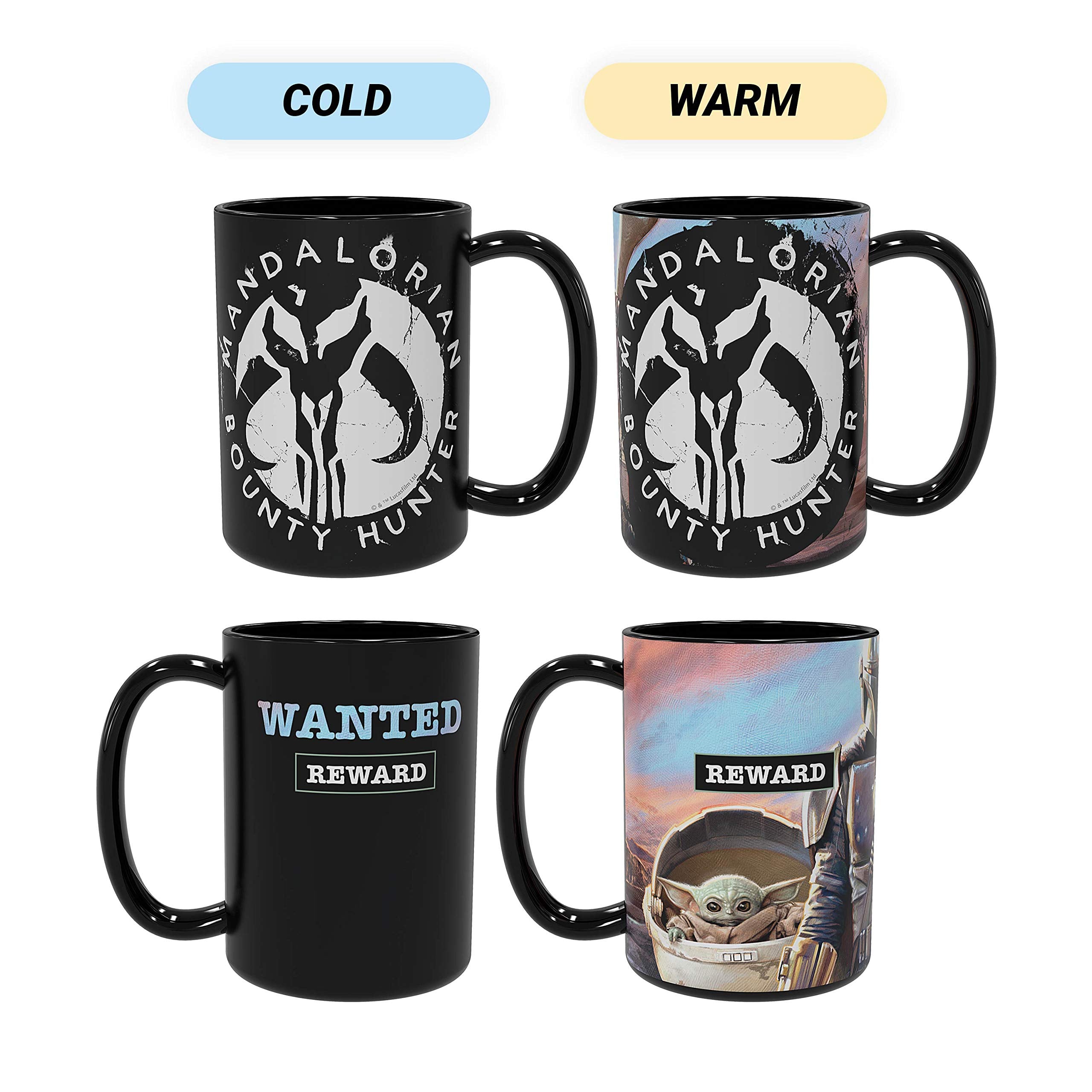 Zak Designs Star Wars The Mandalorian Baby Yoda The Child BPA Unique Color Changing Ceramic Coffee Mug Collectible Keepsake and 
