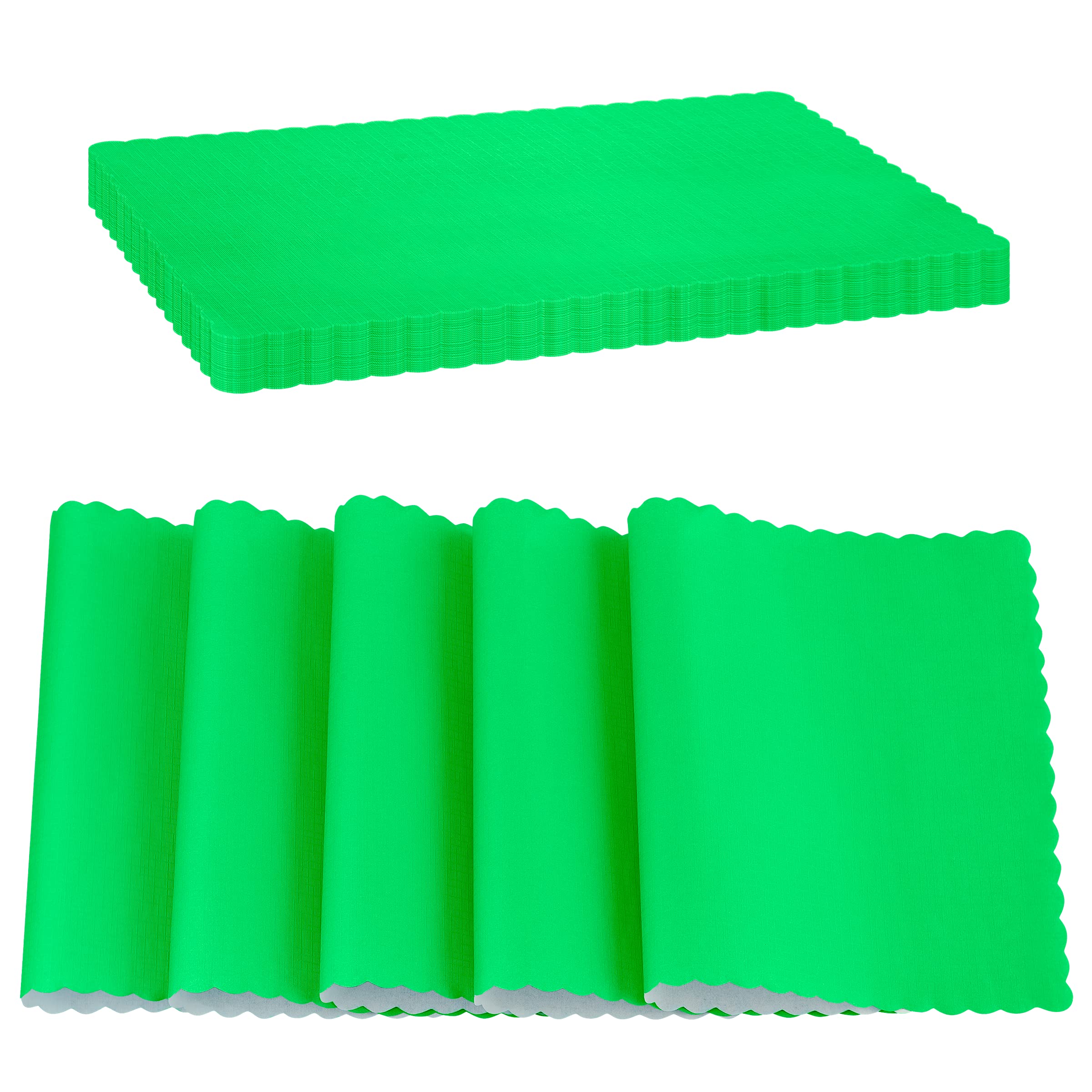 Paper Placemat Disposable  Kiwi Place Mats with Scalloped Edges  Durable Paper Placemat for Holiday Wedding Party Supplies Decor  9.75 X 14 Inches  Pack of 50 - by SparkSettings