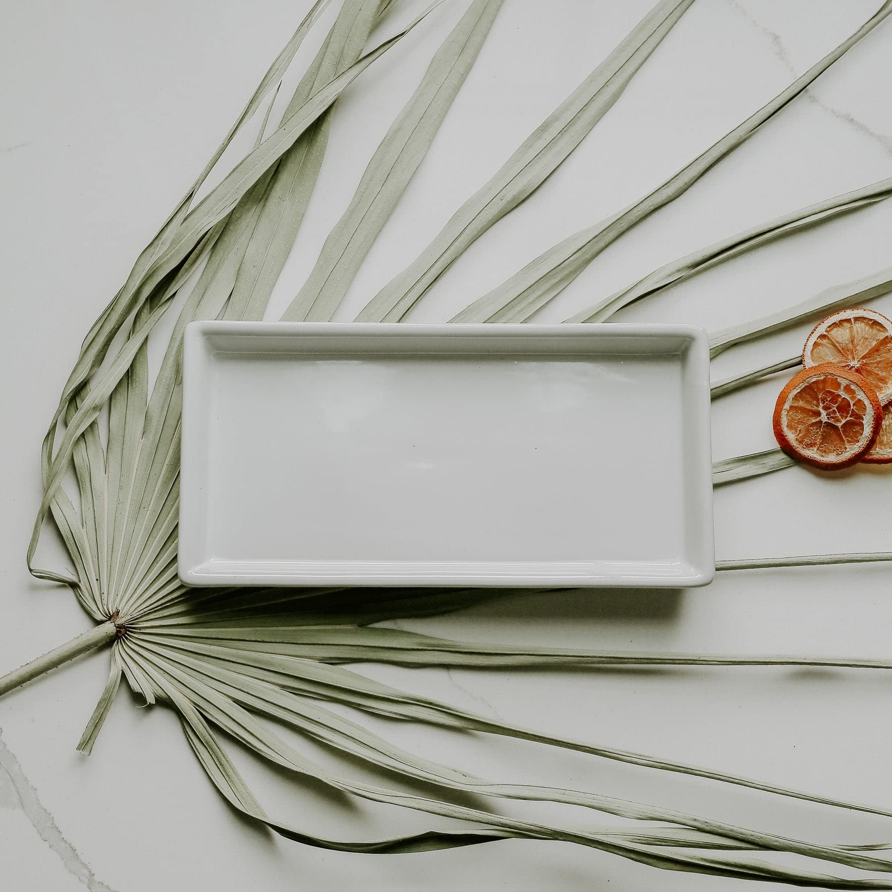 Sweet Water Decor Stoneware Tray For Home - White | Kitchen And Bathroom Dispenser Holder | Jewelry Dish | Glass Soap Holder For