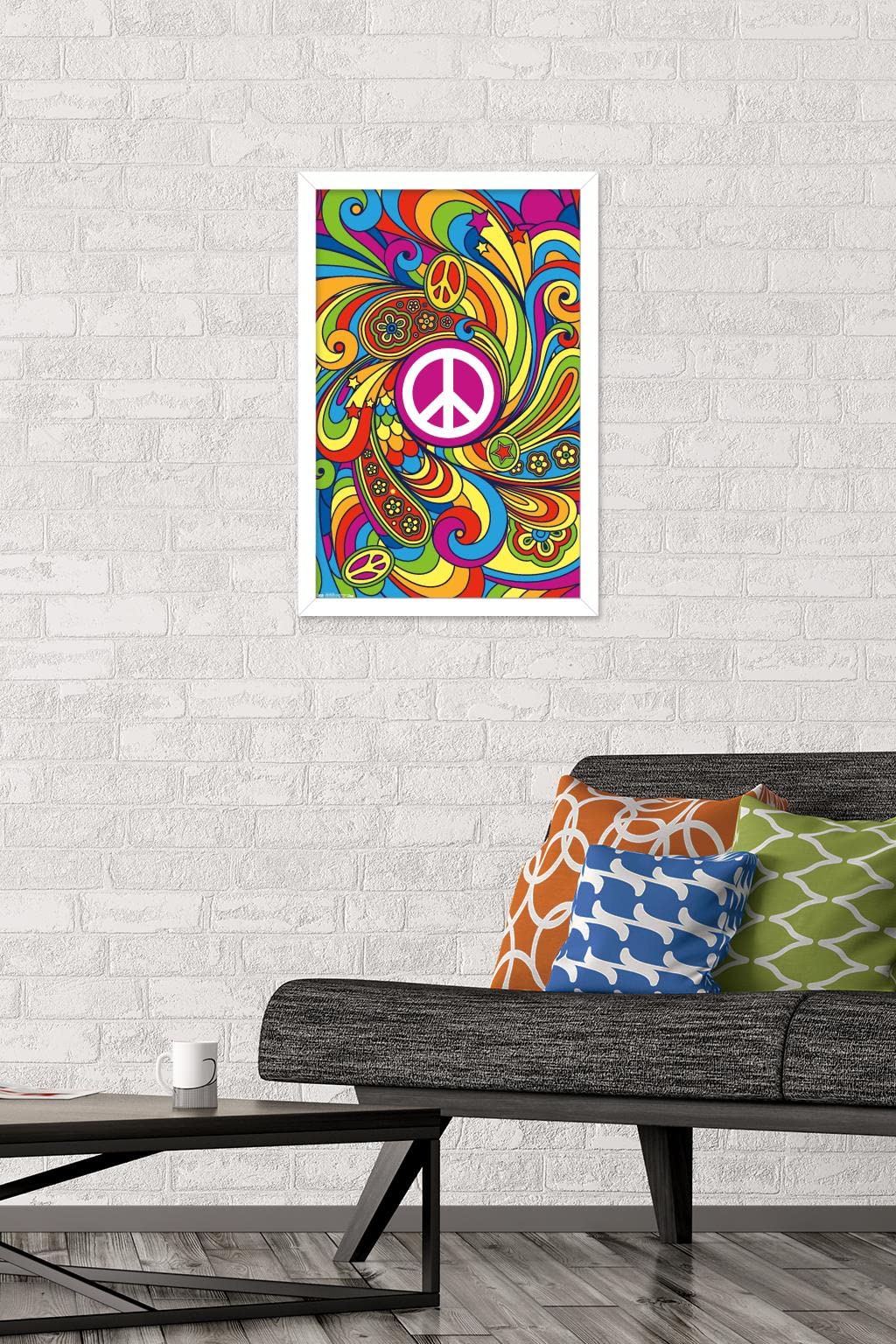 Trends International Peace Sign Wall Poster, 14.725'' X 22.375'', White Framed Version