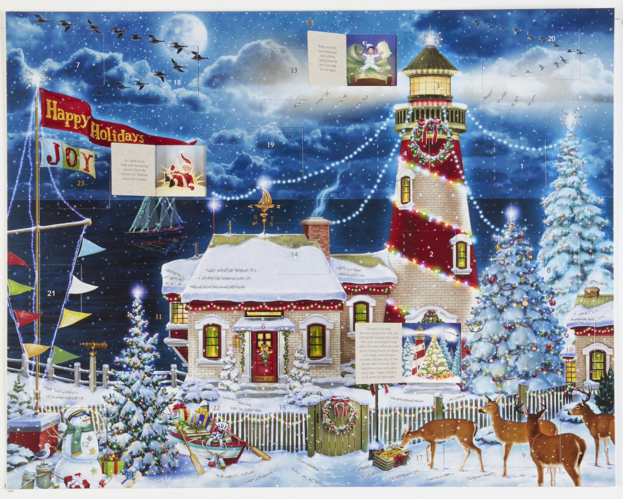 Christmas Lighthouse Advent Calendar (Countdown to Christmas) by Vermont Christmas Company with Twas the Night Before Christmas
