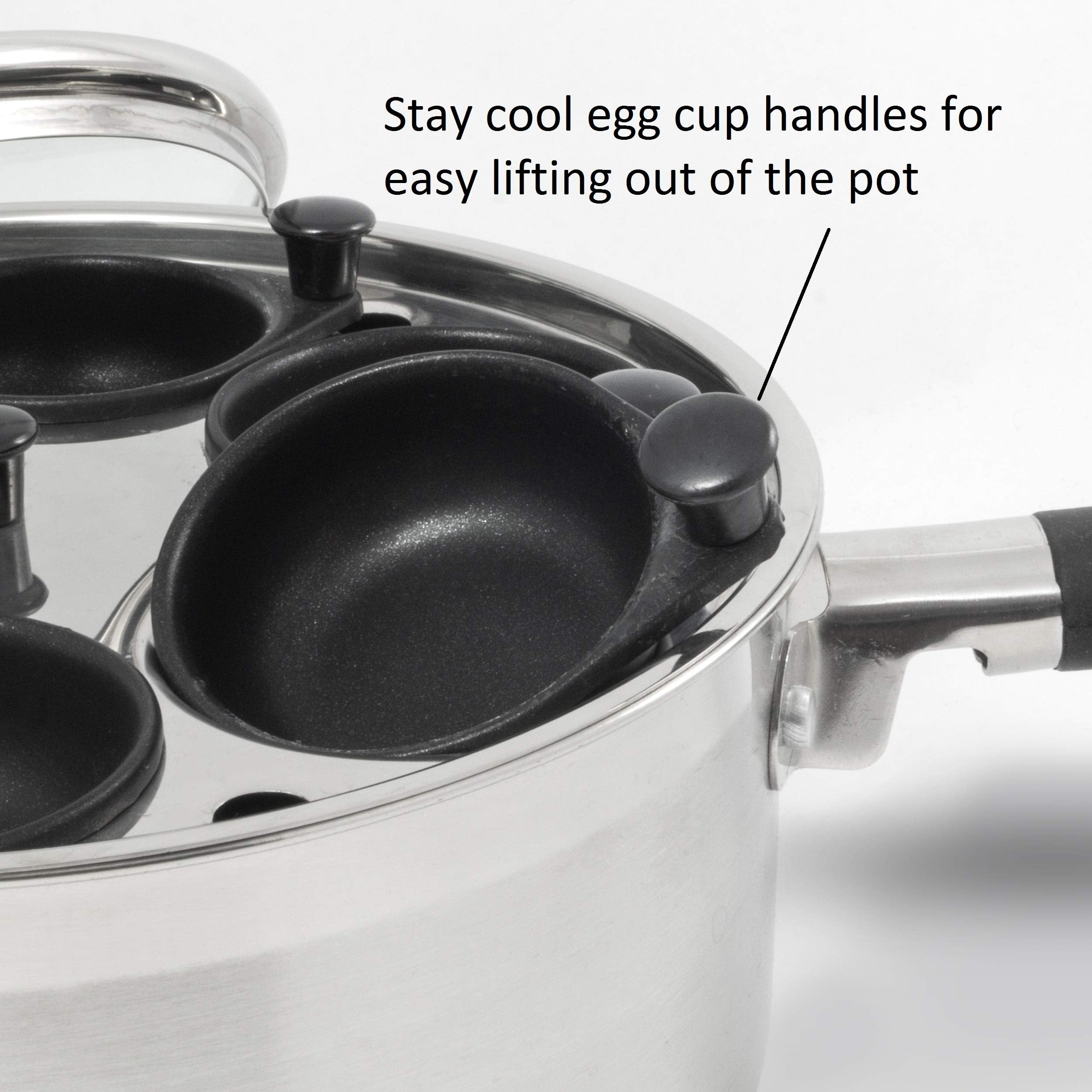 Excelsteel Silicone Spatula Gift, Easy Use Stove Top Breakfast Brunch Egg Poacher Saucepan 6 Cup, 4Qt, Stainless