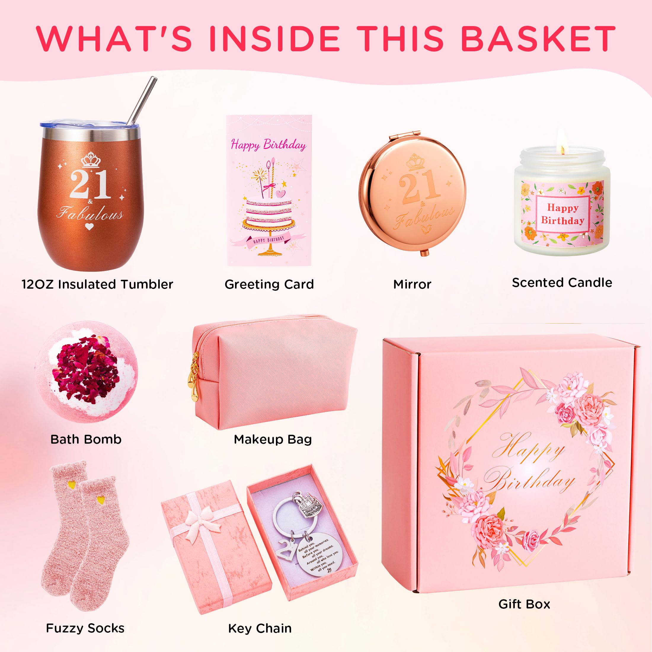 21St Birthday Gifts For Women, 21 Year Old Unique Happy Birthday Gift For Her, Relaxation Spa Bath 21St Birthday Gift Baskets Fo