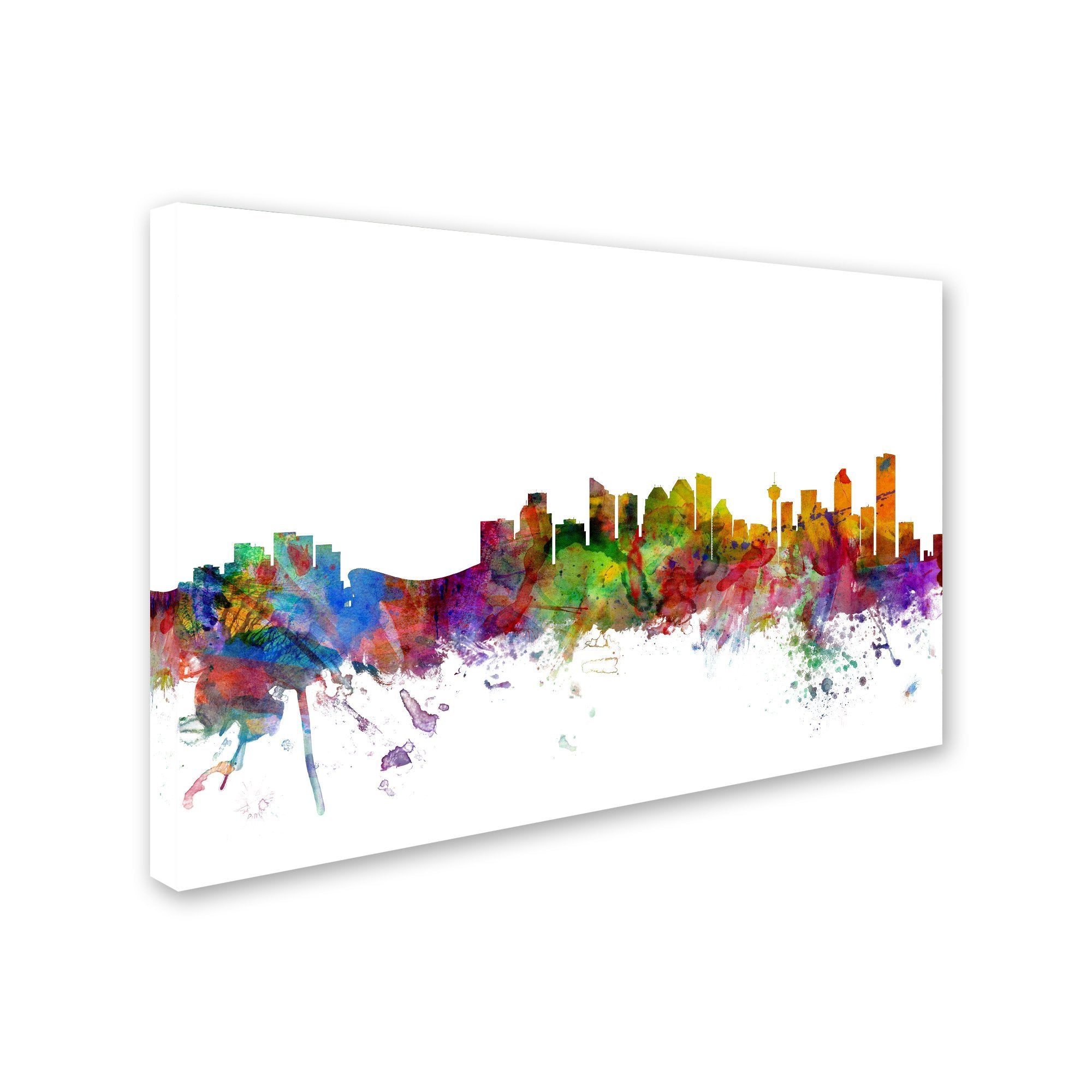 Calgary Canada Skyline By Michael Tompsett, 30X47-Inch Canvas Wall Art