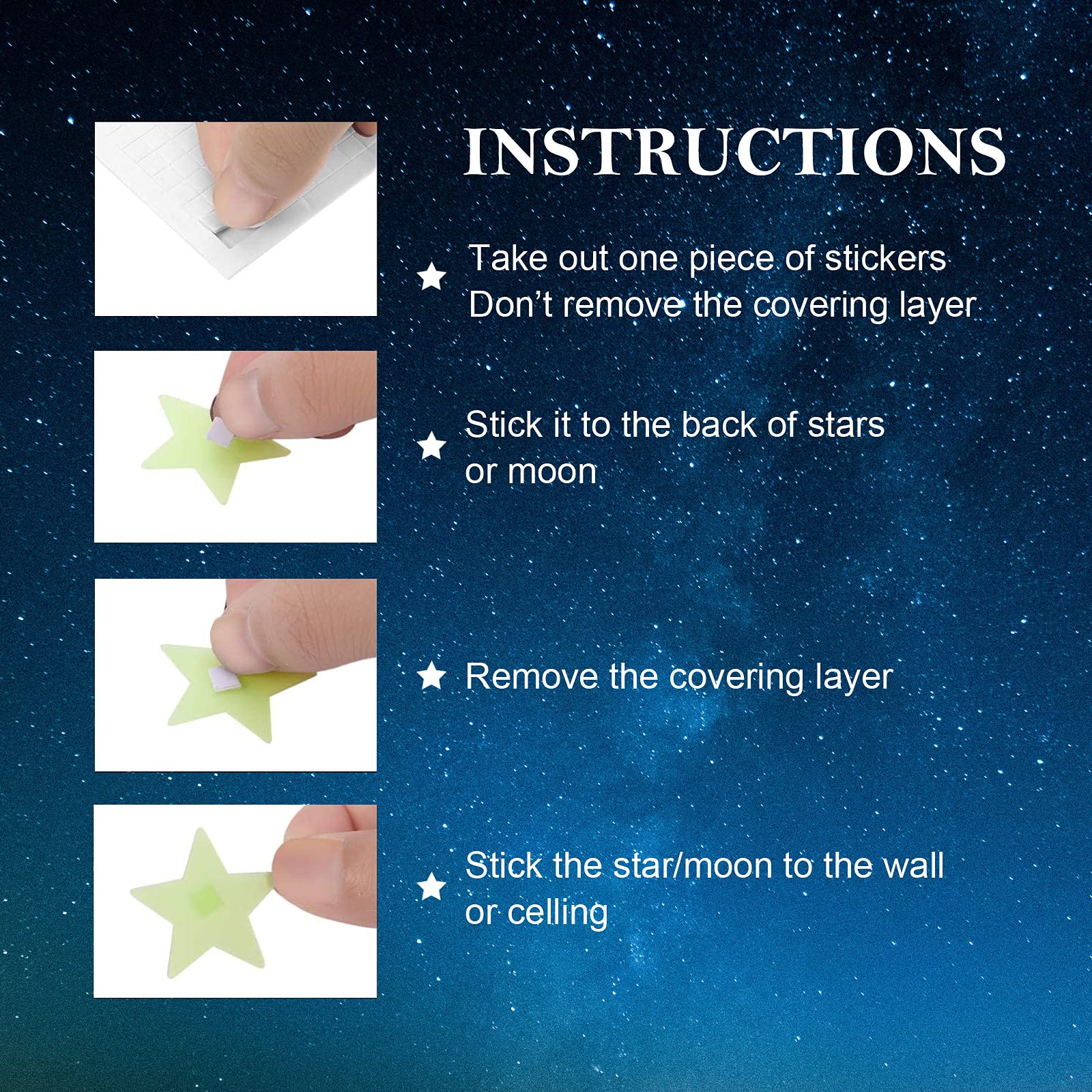 Glow In The Dark Stars Stickers, Acsaummy 201Pcs Super Bright Plastic Large Stars Stickers Glow In The Dark Stars For Ceiling Wa