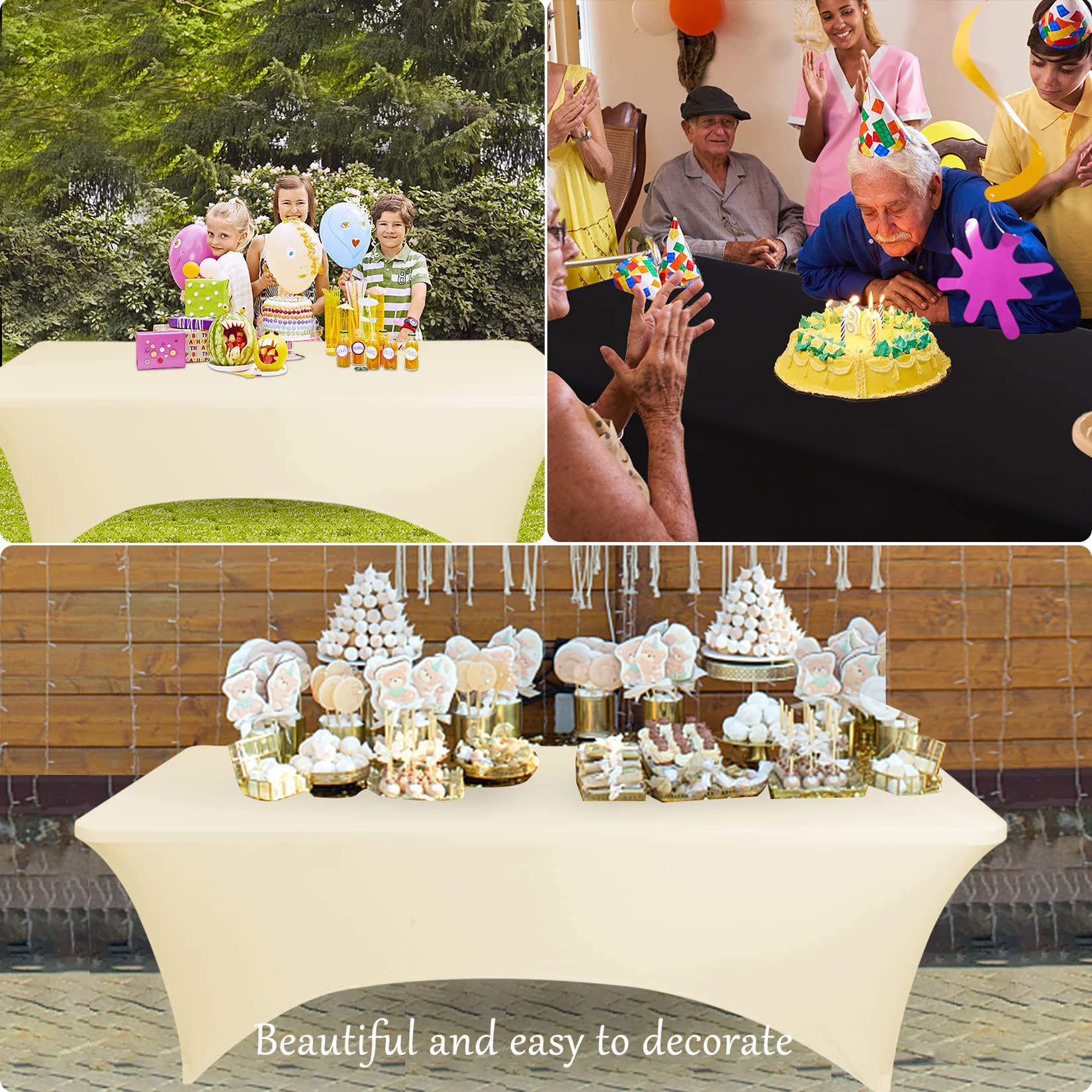 Bddc Table Covers For 6 Foot Tables, Spandex Table Covers 6Ft, Yellow Table Cloths Rectangle 6Ft For Events, Wedding, Banquets &