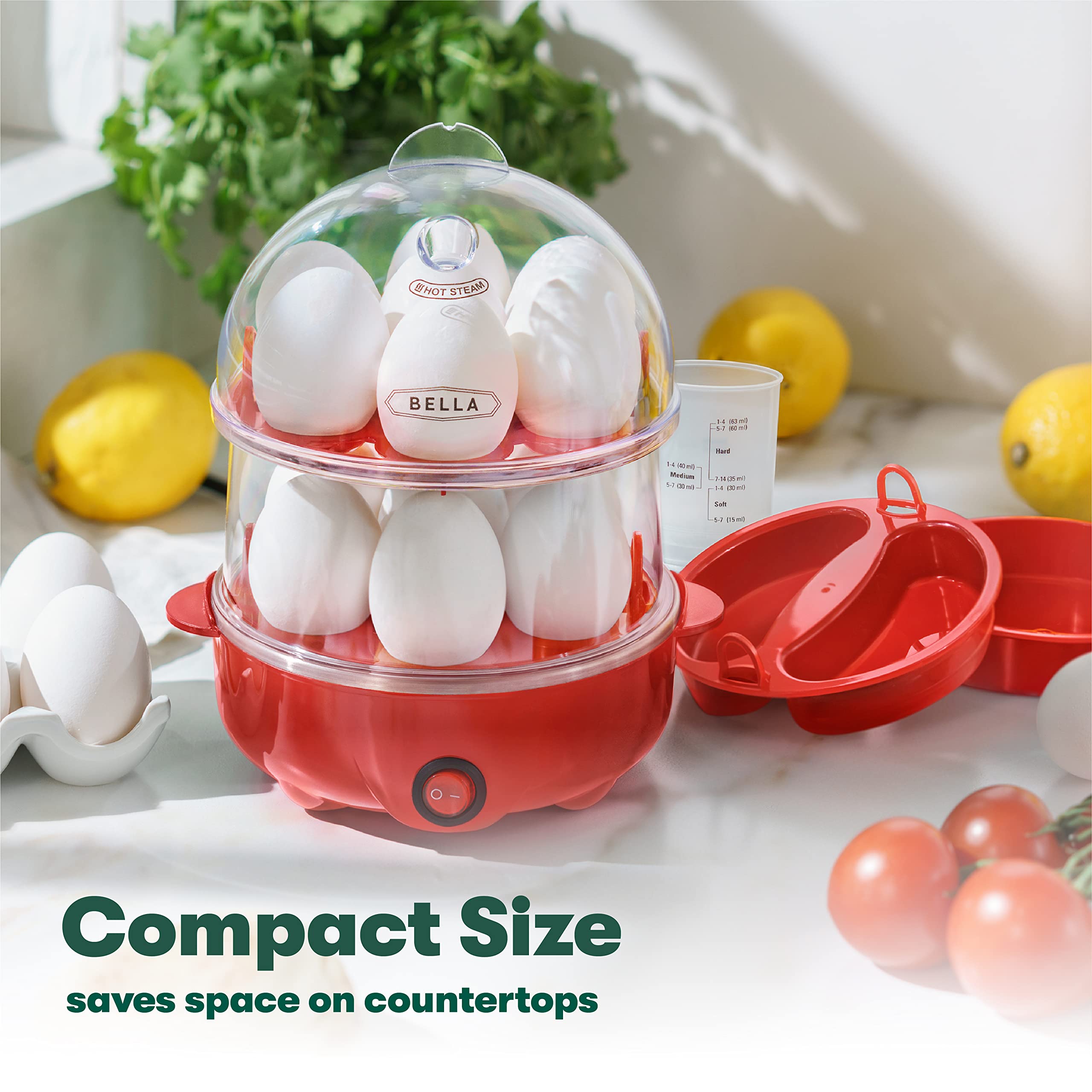 Bella Rapid Electric Egg Cooker And Omelet Maker With Auto Shut Off, For Easy To Peel, Poached Eggs, Scrambled Eggs, Soft, Mediu