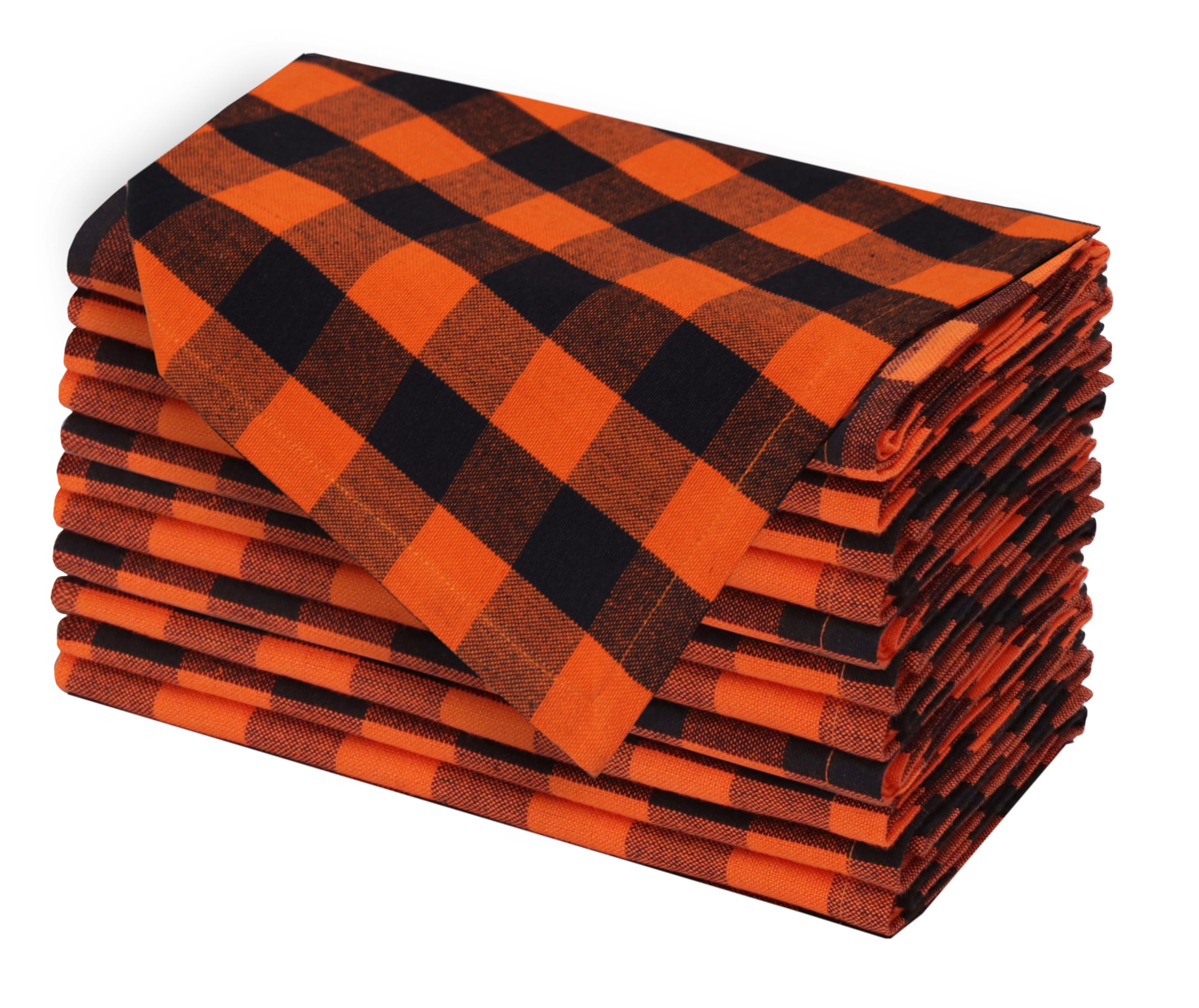 Cotton Craft Halloween Cloth Napkins - Set Of 12 Pure Cotton Dinner Napkins - Soft Reusable Washable Halloween Party Fall Harves