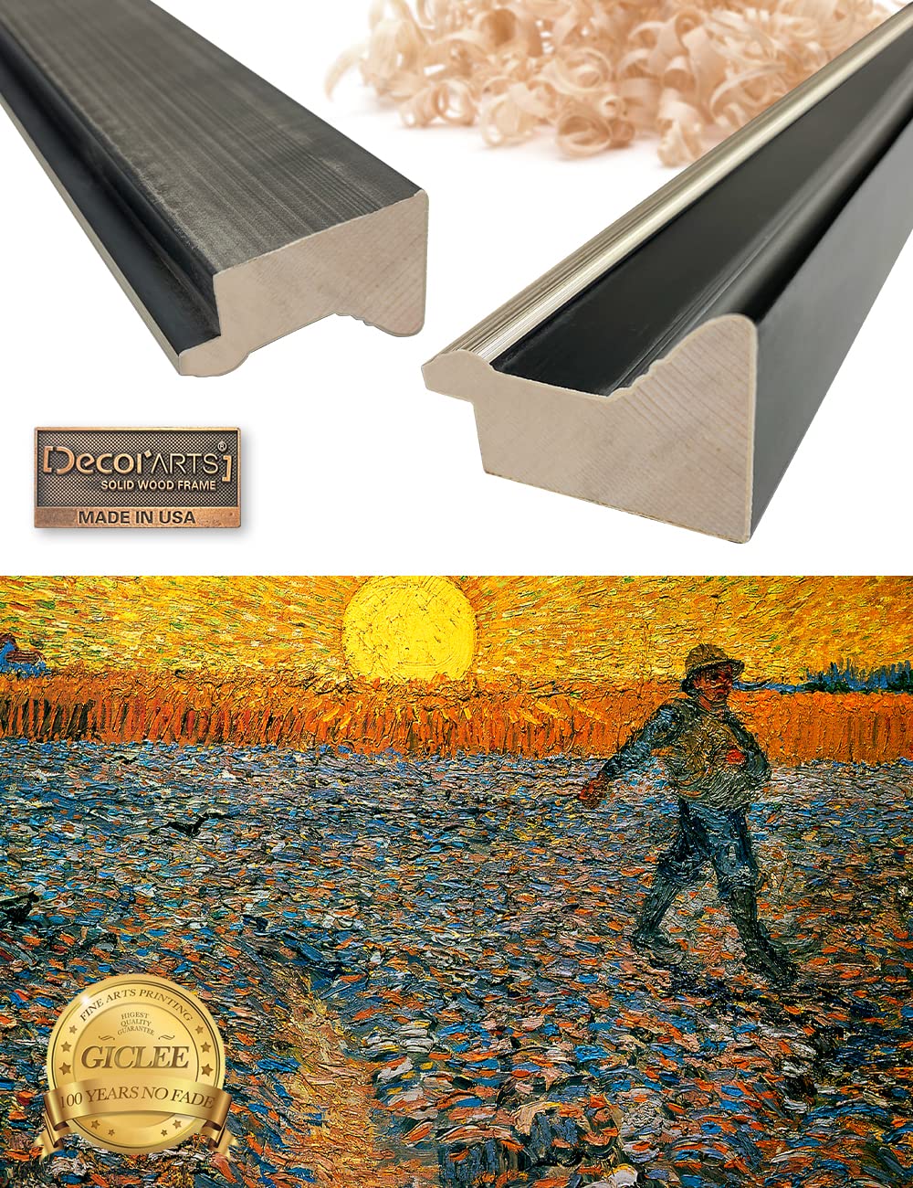 Decorarts - The Sower By Vincent Van Gogh. Giclee Print Art Reproduction With Matching Solid Wood Frame In Classical Style. Tota