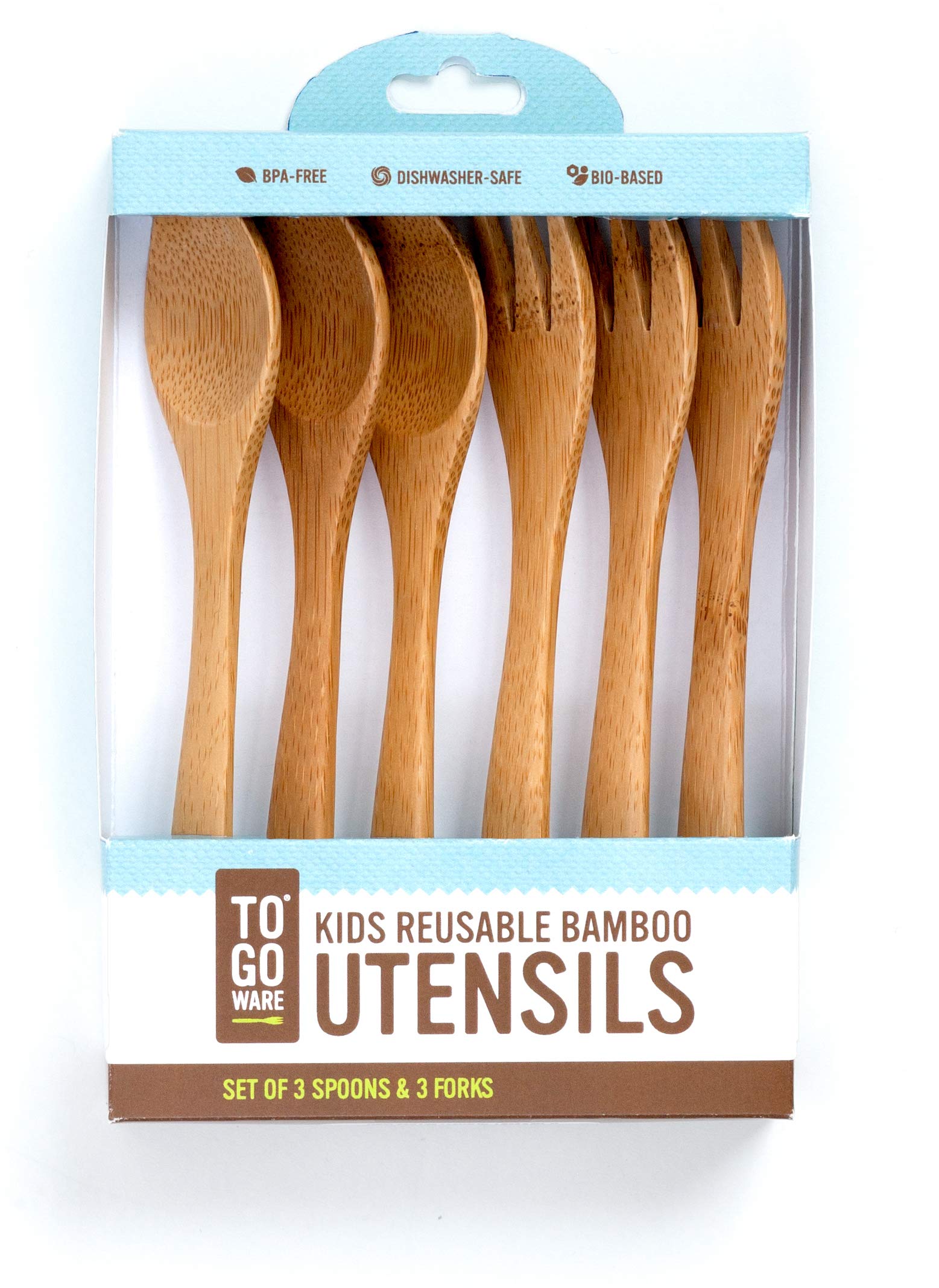 TO GO WARE Kid's Bamboo Reusable Utensils | Dishwasher-Safe | No BPA or Phthalate | Made from Durable, Sustainable Materials | E