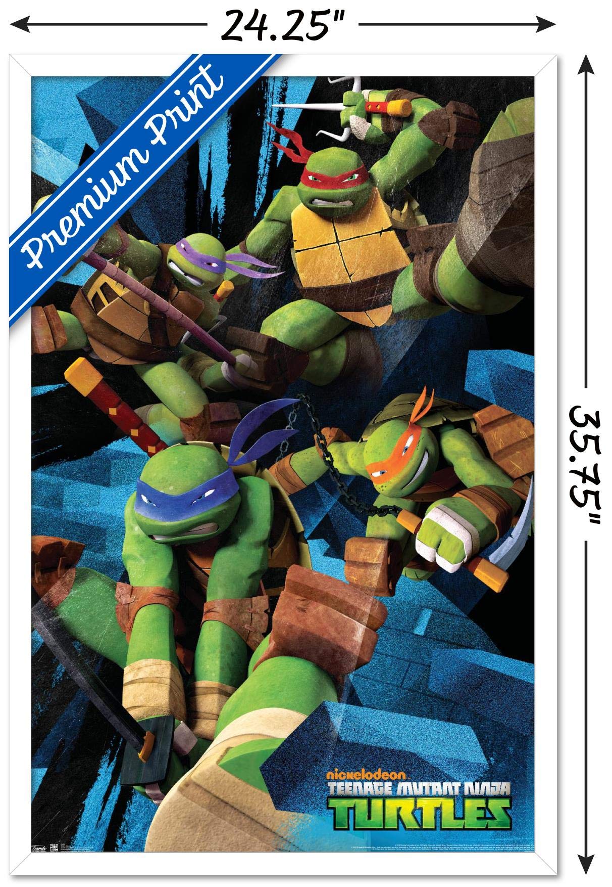 Trends International Nickelodeon Teenage Mutant Ninja Turtles - Attack Wall Poster, 22.375'' X 34'', White Framed Version