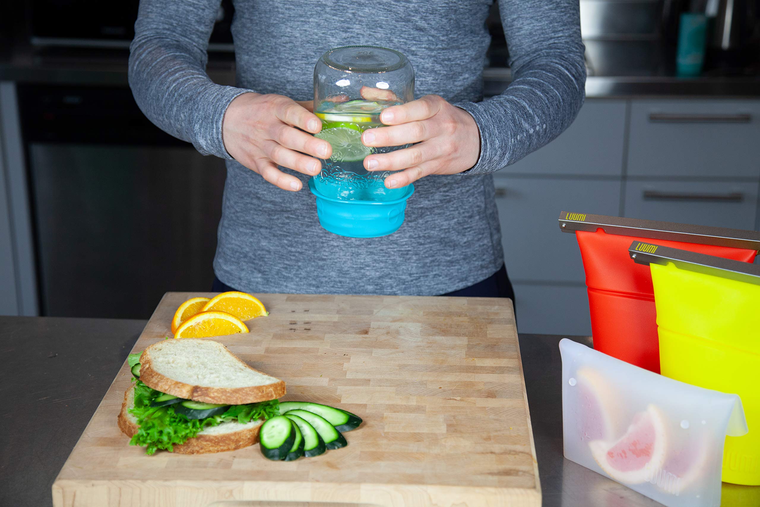 Luumi Unplastic Sealed Lid - Reusable 100% Platinum Silicone Sealed Lid - Microwave, Oven, Freezer And Dishwasher Safe (Teal)