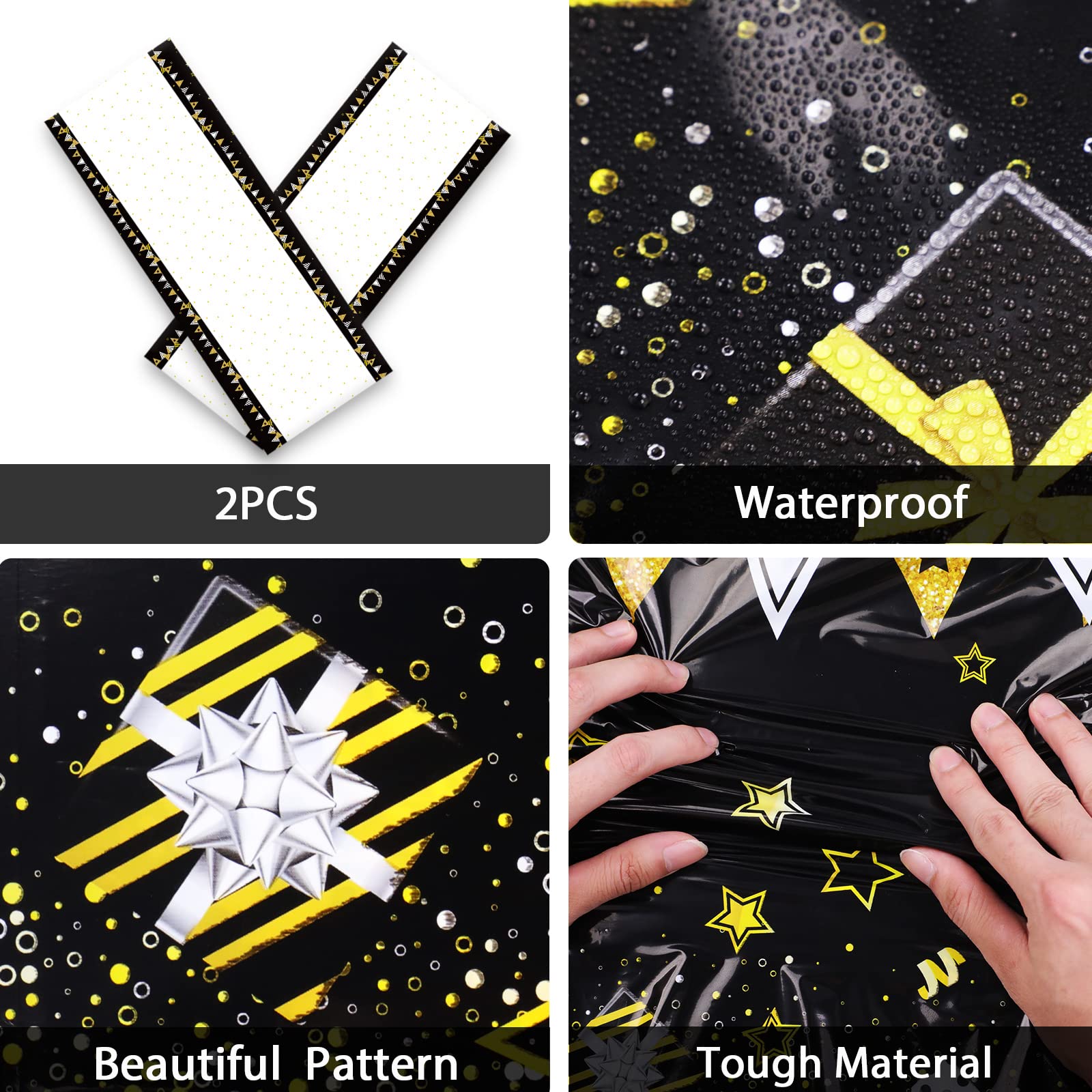 24 Guests 50Th Wedding Anniversary Party Supplies, Gold Black Tablecloth Plates Napkins Forks Set For 50Th Wedding Anniversary P