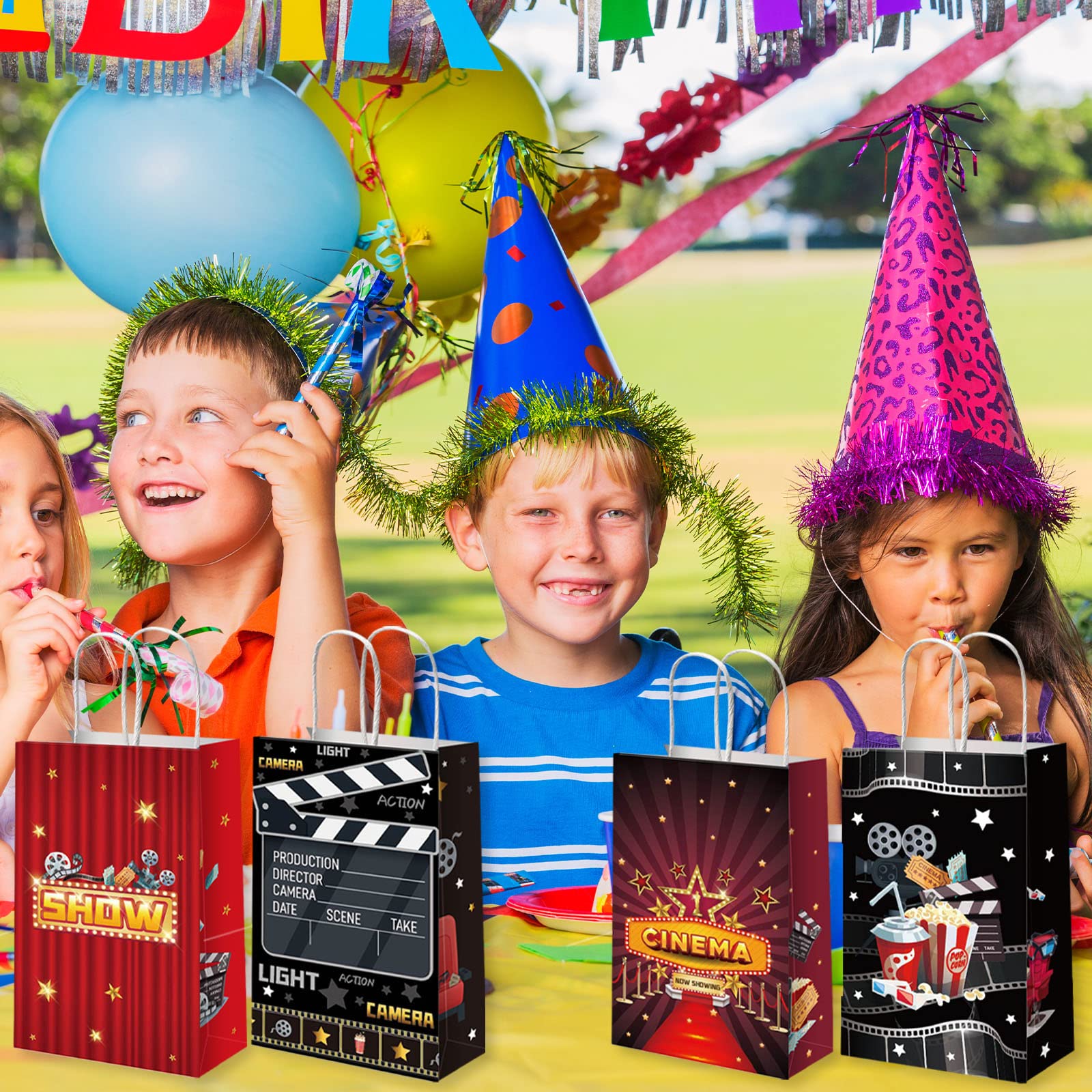 12 Pieces Movie Night Party Bags Now Showing Party Favor Gift Bags Movie Theater Party Treat Bags Movie Candy Goodie Bags For Fo