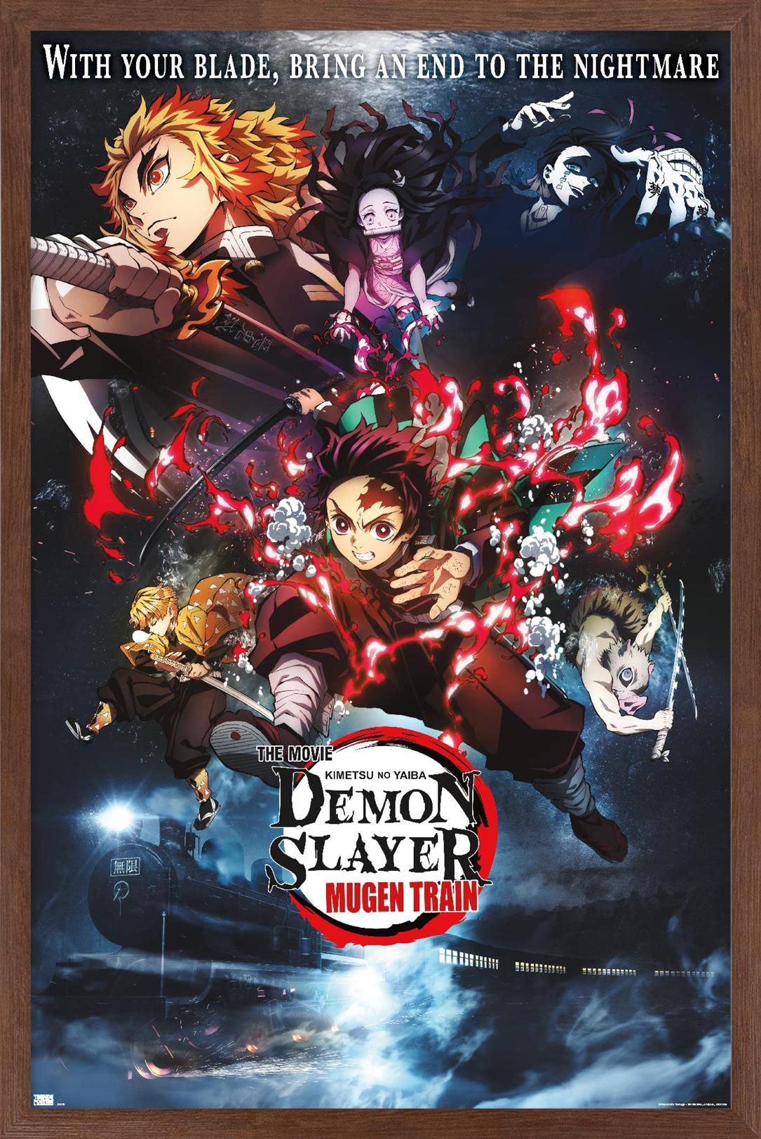 Trends International Demon Slayer: Mugen Train - Collage One Sheet Wall Poster, 14.725'' X 22.375'', Mahogany Framed Version