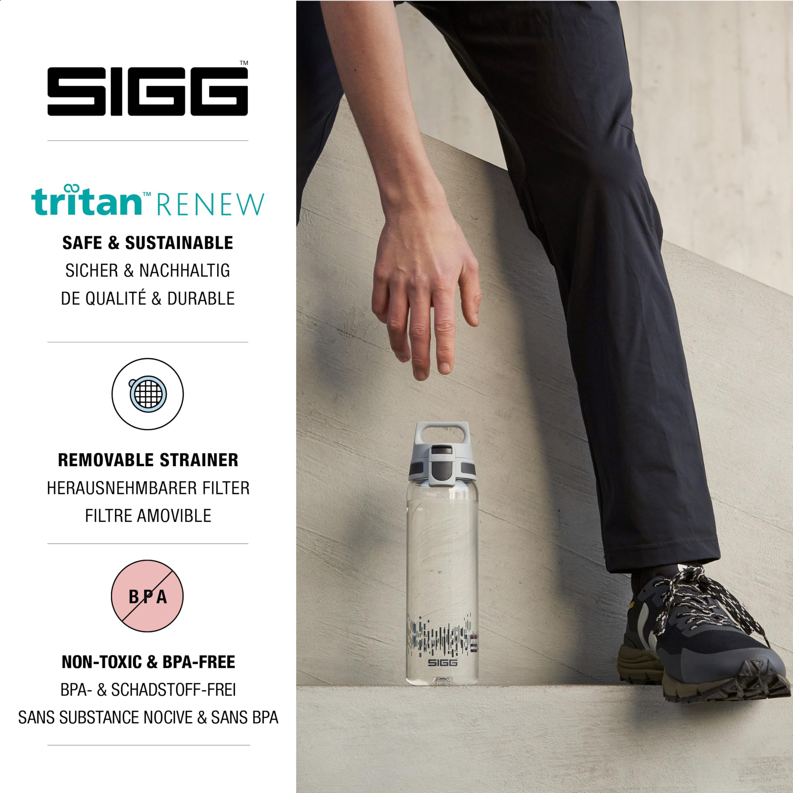 SIGG - Tritan Water Bottle - Total Clear ONE MyPlanet Anthracite - Suitable For Carbonated Beverages - Dishwasher Safe - Leakproof - Lightweight - Scratch Resistant - BPA Free - 25 oz