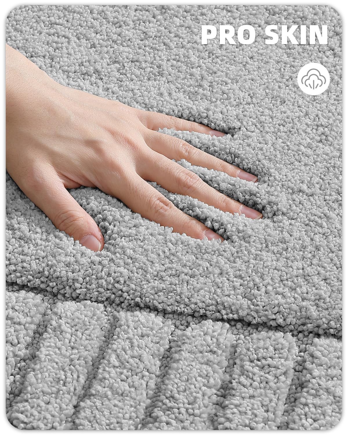Color&Geometry Long Light Grey Bathroom Runner Rug- 24''X43'' Absorbent Bath Rugs Non Slip Washable, Soft Bath Mats For Bathroom