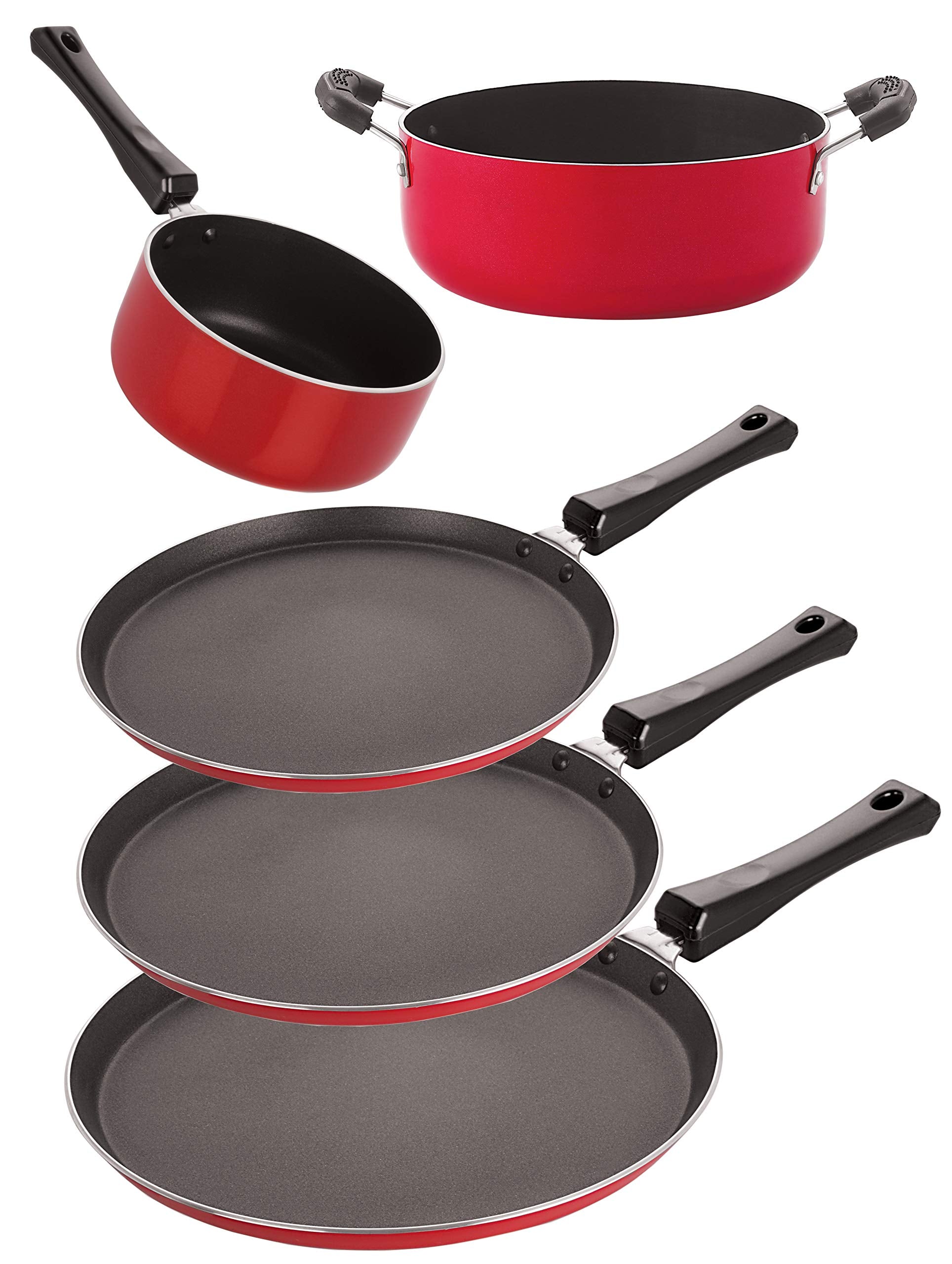Nirlon NonStick Aluminium Scratch Resistance 5 Piece Kitchenware Gift Set Offer, Easy To Clean