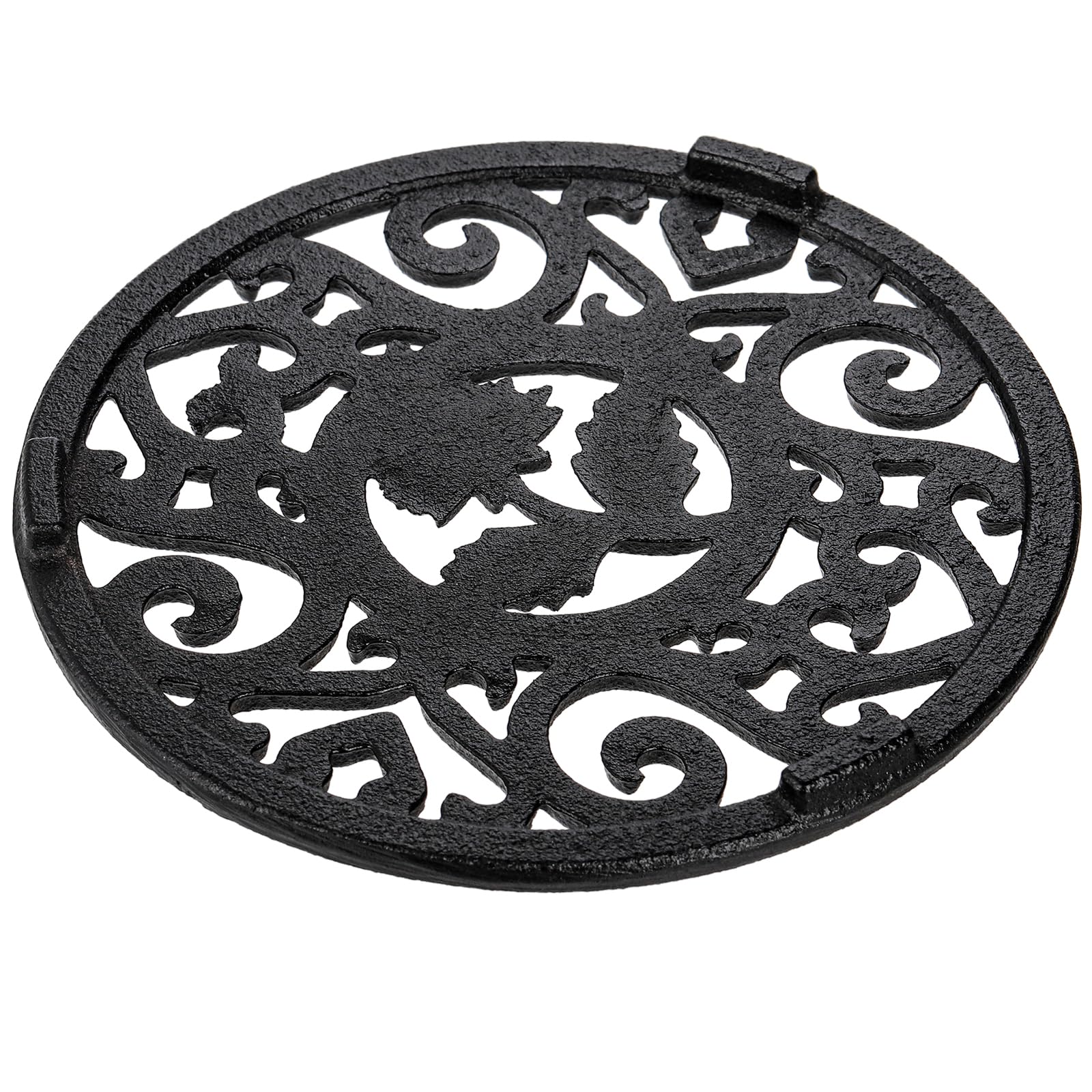 Coloch 2 Pack Cast Iron Trivet With Pegs, 4.6 Inch Round Metal Trivet With Vintage Patterns Rustproof Hot Pot Holder Pads For Se