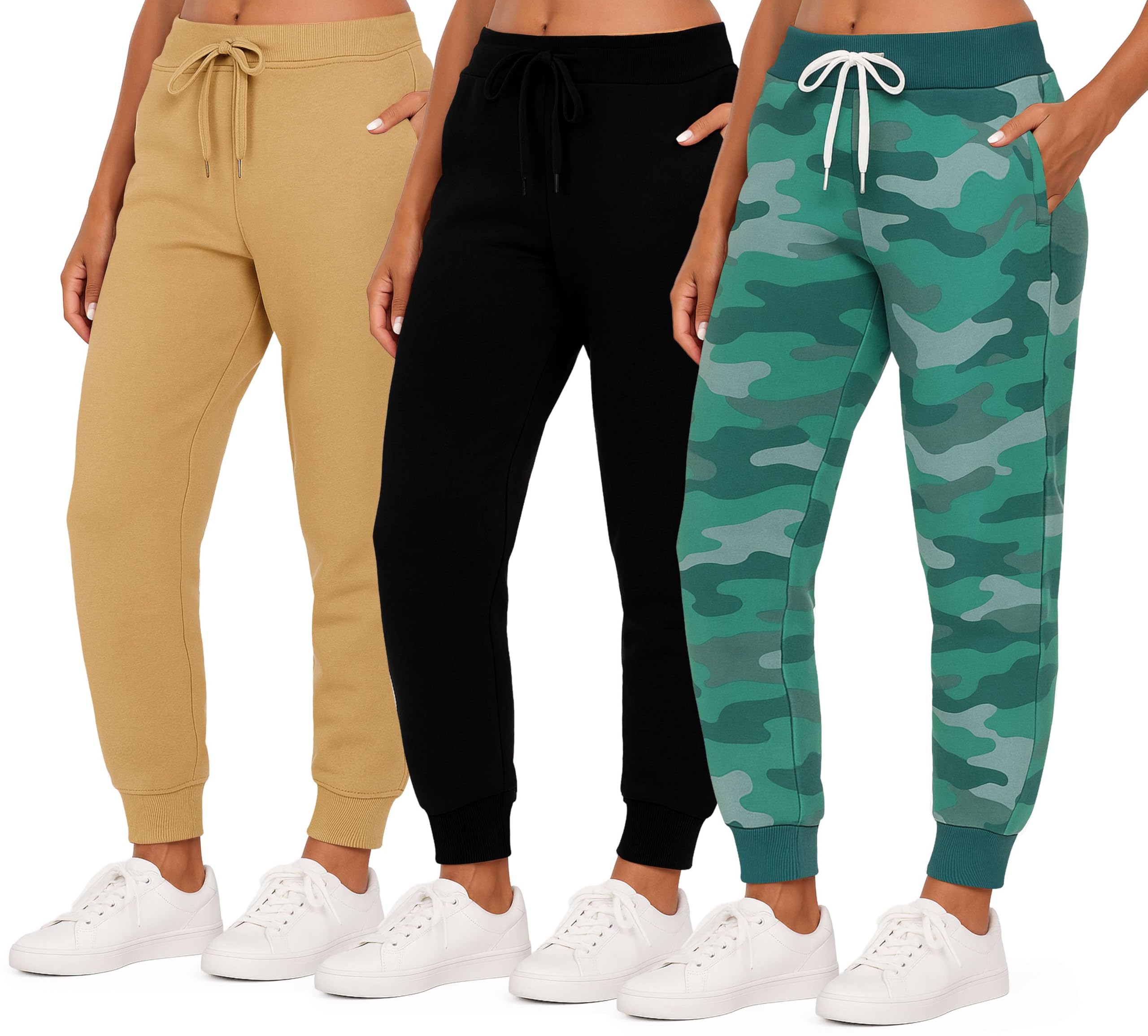 3 Pack: Womenas Plus Size Just My Fleece Jogger Running Bottoms Comfortable French Terry Running Sports Soft Yoga Pajama Lounge