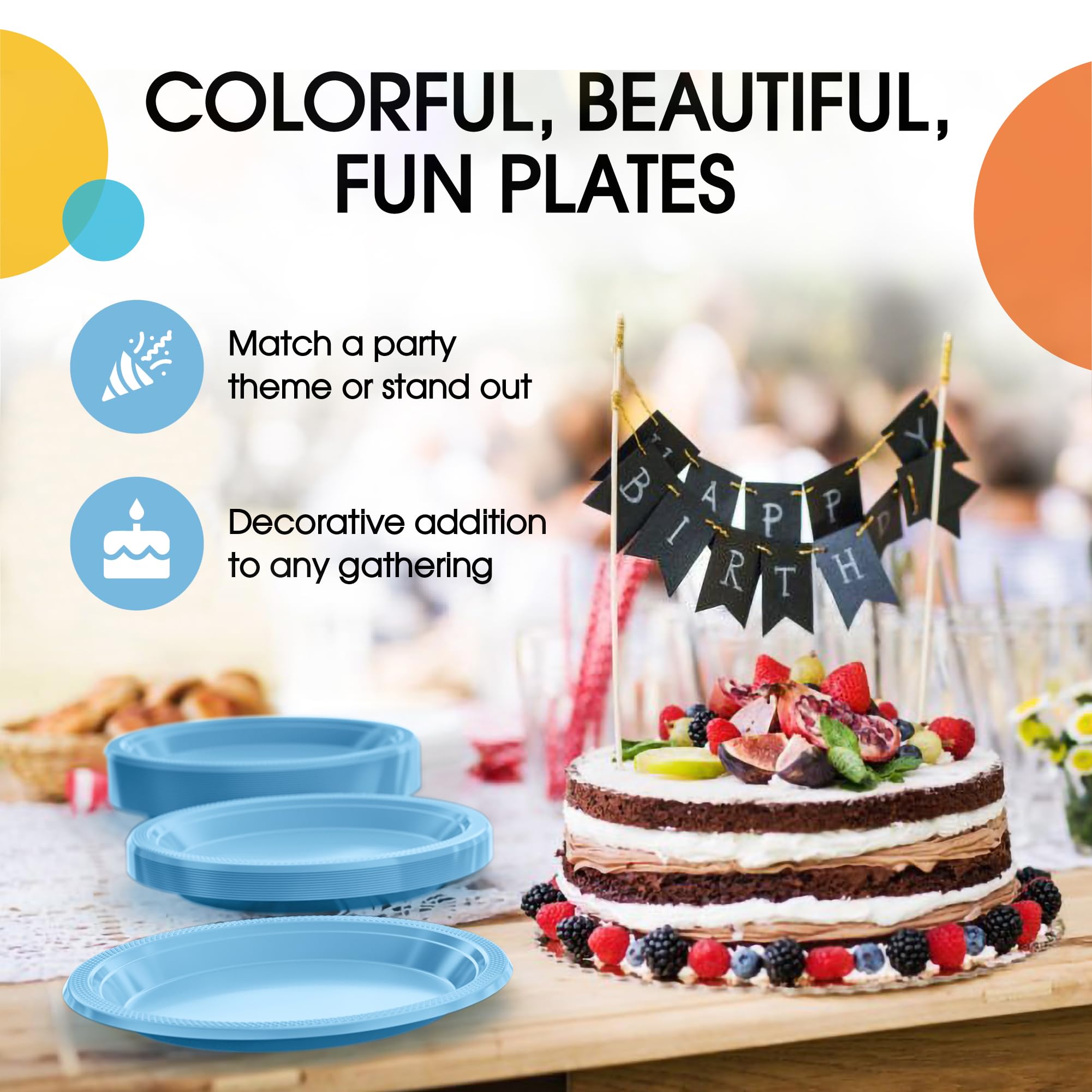 Exquisite Light Blue Plastic Plates For Party 7  Light Blue Disposable Plates For Party Supplies 100 Pcs Disposable Dinner Pla