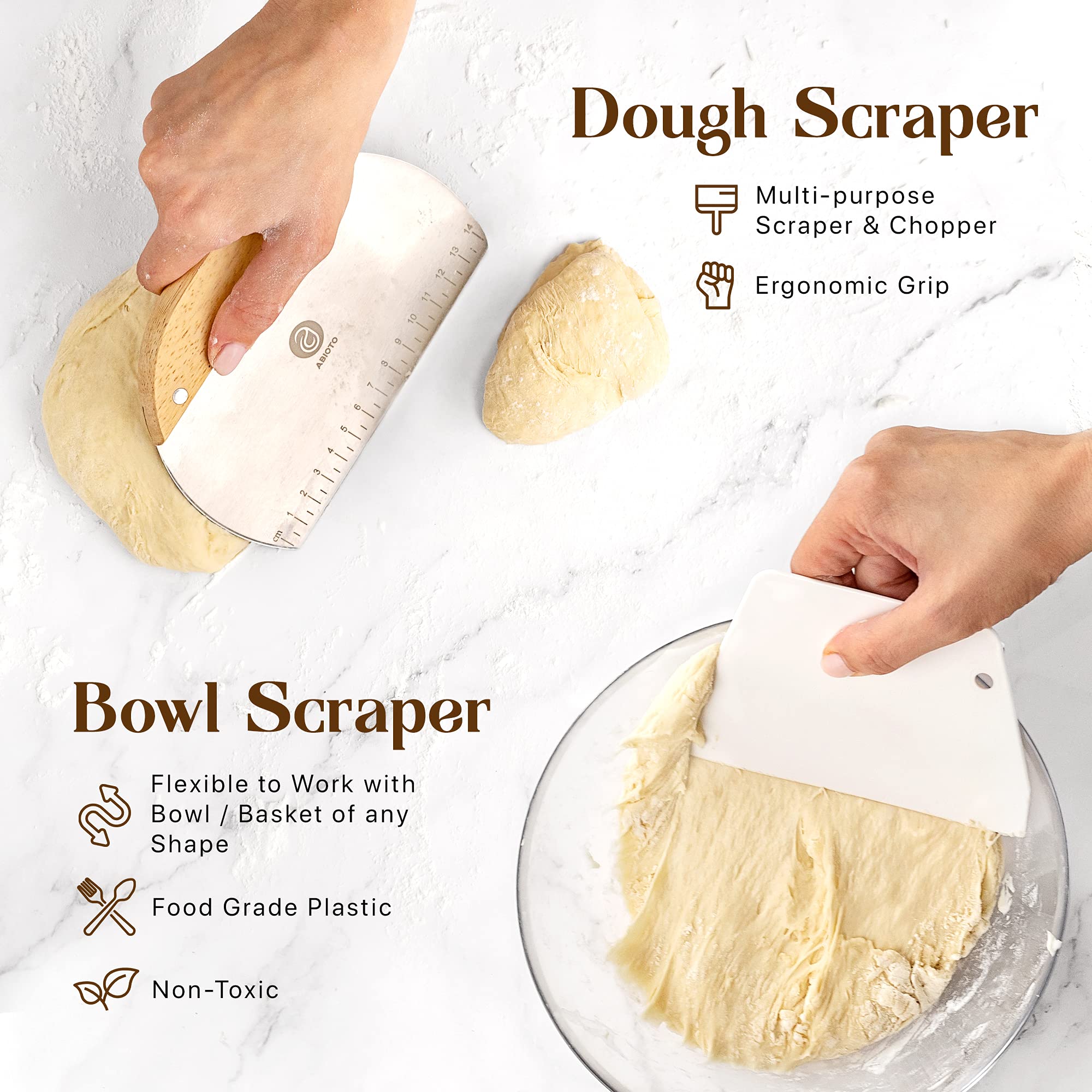 Sourdough Bread Baking Supplies And Proofing Baskets, A Complete Bread Making Kit Including 9'' Round & 10'' Oval Bannetons, Bre