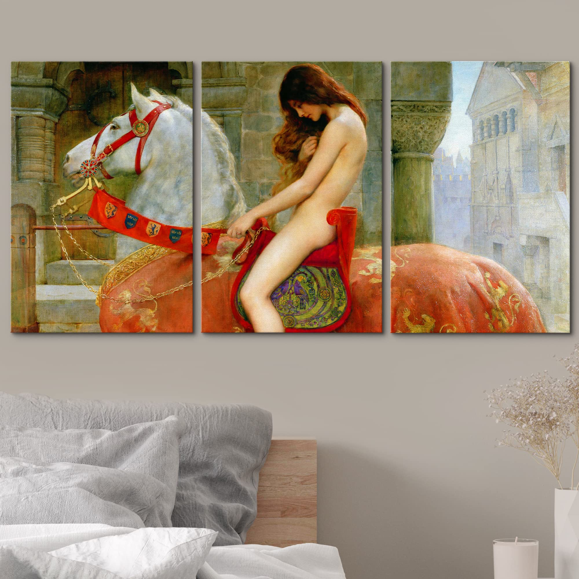 Wall26 Canvas Print Wall Art Set Lady Godiva By John Collier Cultural Historic Oil Painting Fine Art Reproduction Scenic Colorfu
