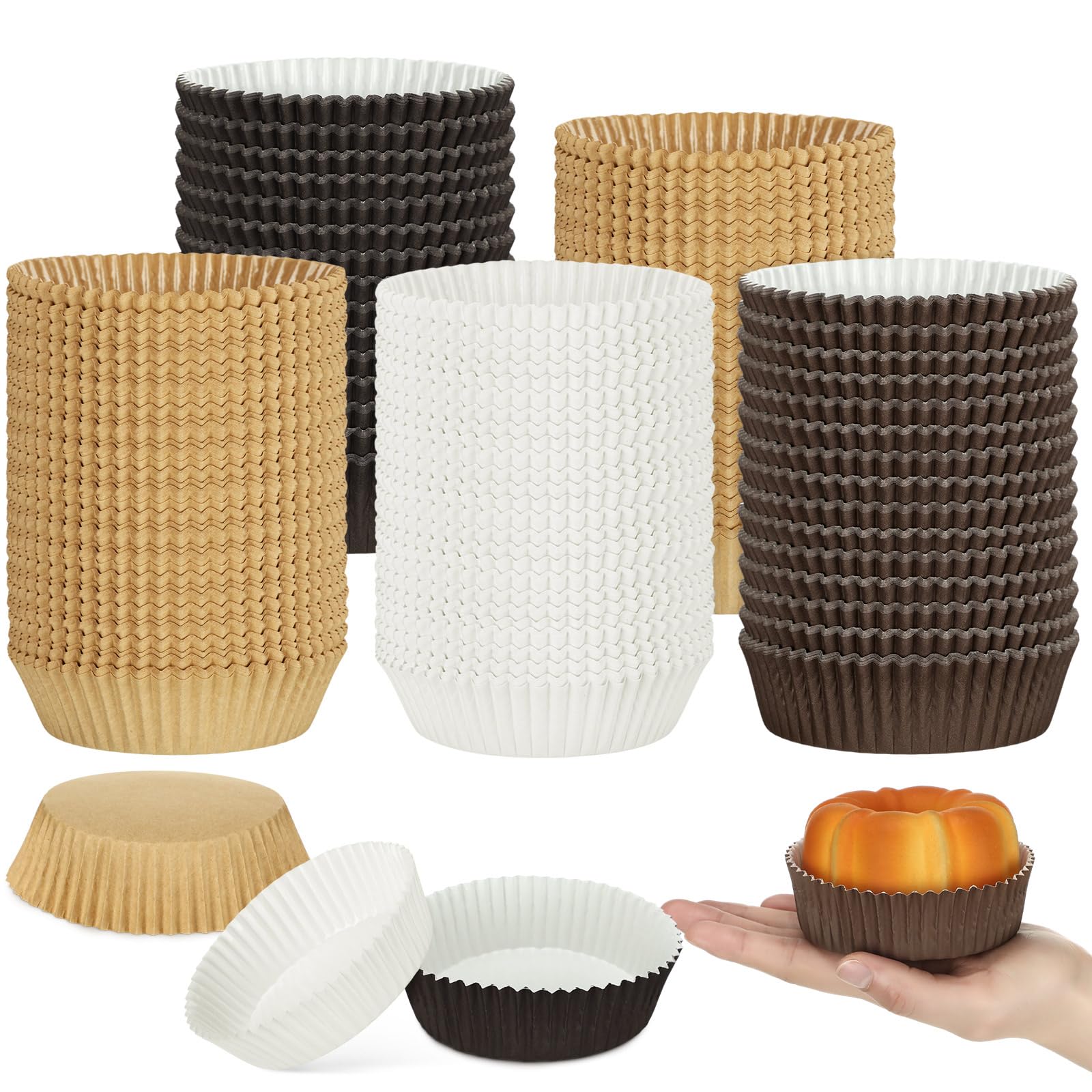 Uiifan 300 Pack Paper Baking Cups Muffin Liners Microwave Safe,4 Colors