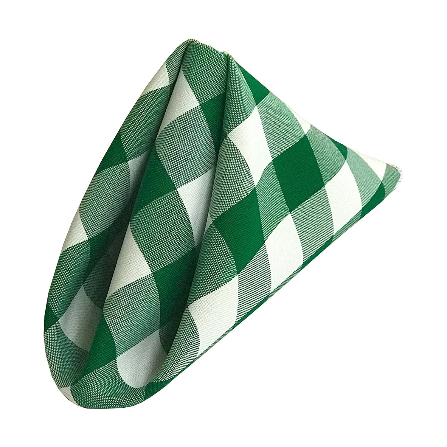 La Linen Checkered Napkins, 18'' X 18'', Hunter Green And White