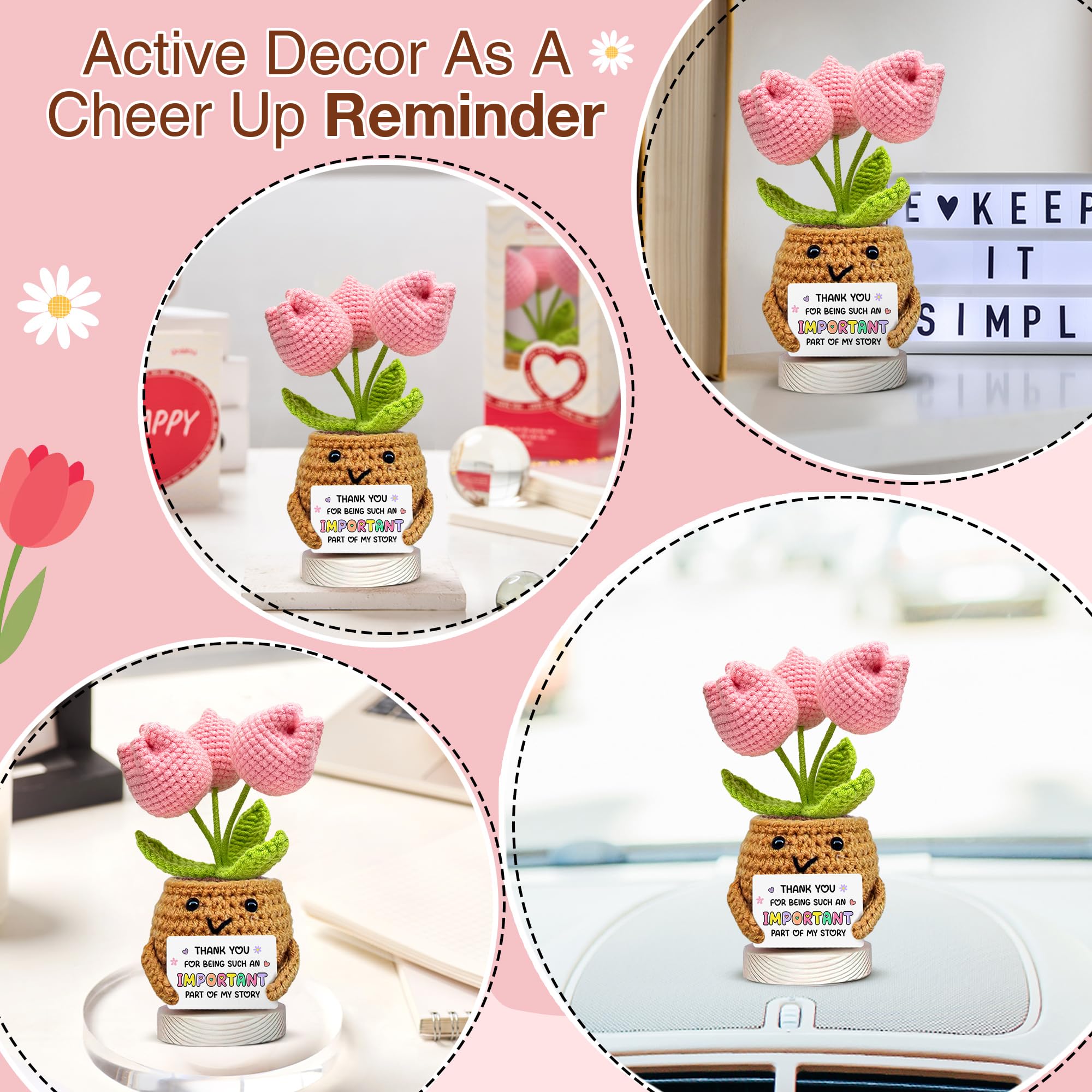 Gossby Handmade Positive Tulip Flower Crochet - Thank You for Being an Important Part- Thank You Gift for Women - Appreciation,