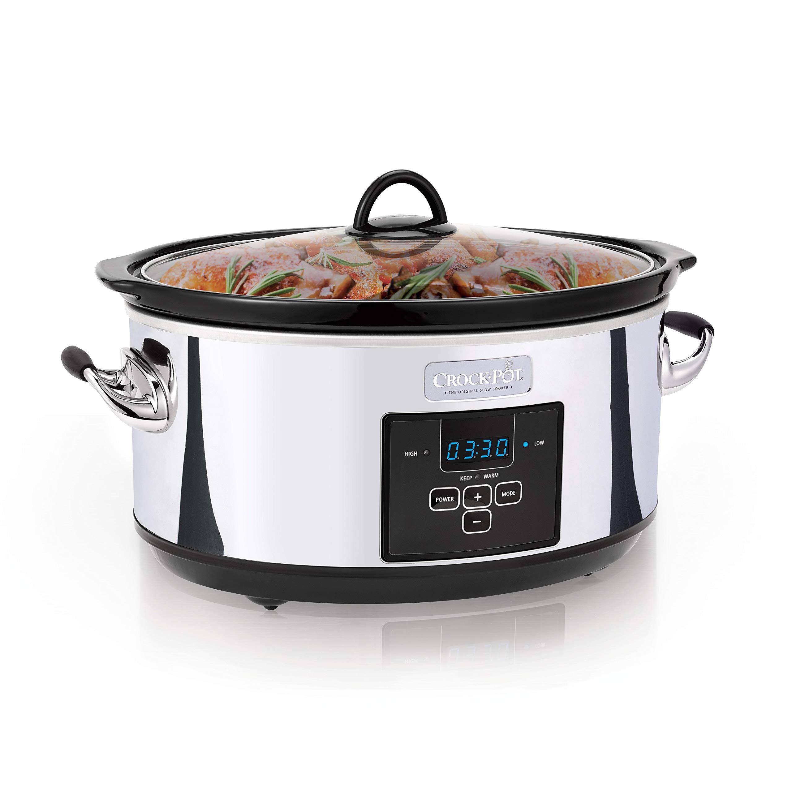 Crock-Pot 7 Quart Programmable Slow Cooker With Digital Timer, Food Warmer, Polished Platinum, Perfect For Everyday Meals And En