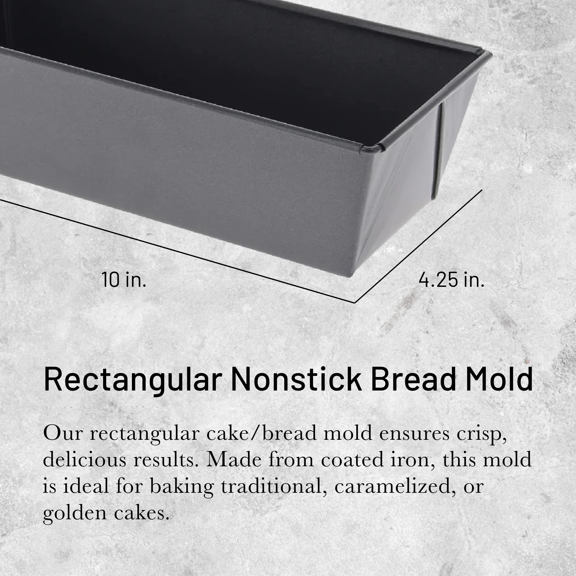 De Buyer Rectangular Nonstick Cake/Bread Mold - 10    - Perfect For Traditional Cakes & Loaves - Easy To Use & Clean - Pfoa Free