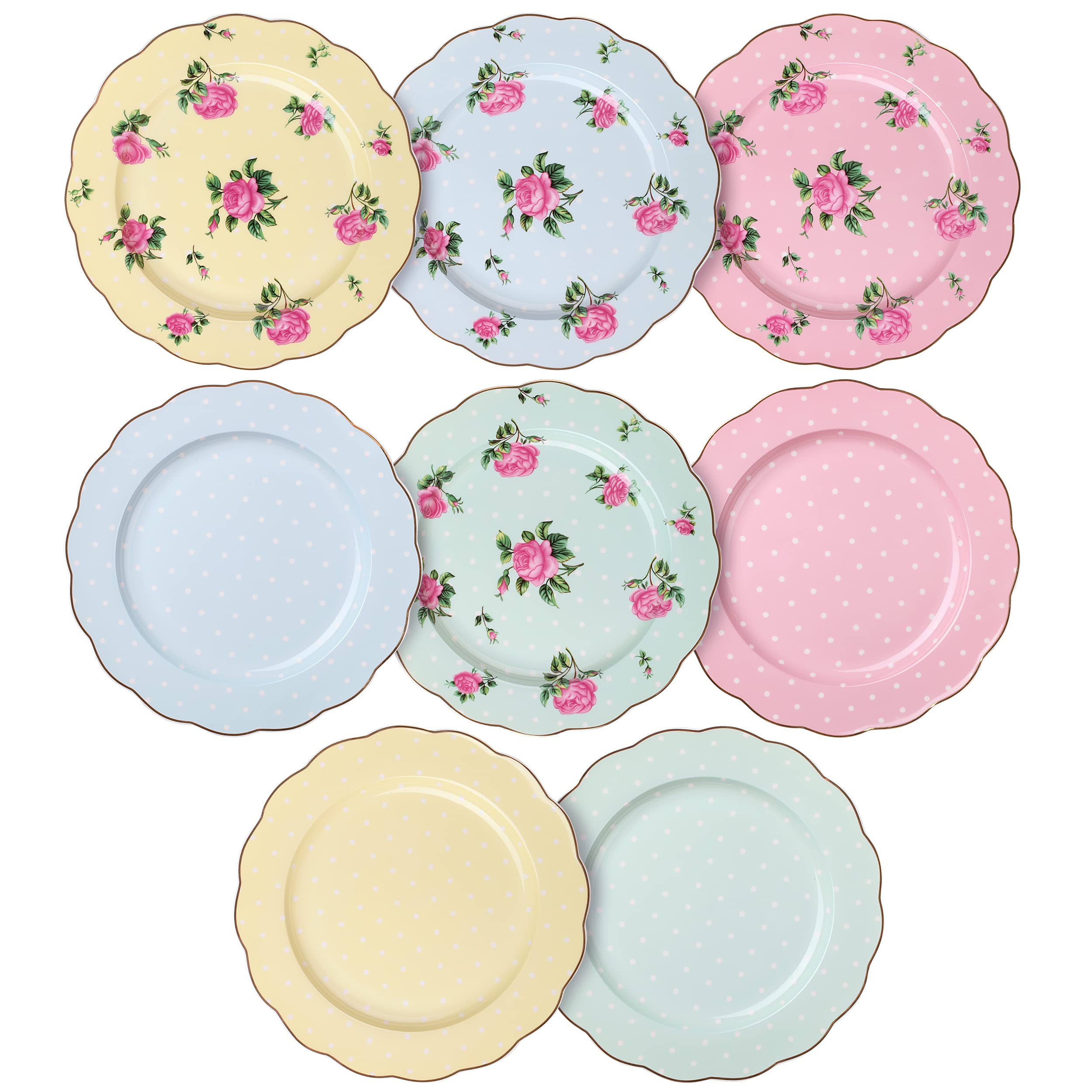 Btat- Porcelain Floral Plates, Royal Dessert Plates, 8 Inch, Set Of 8, Appetizer Plates, Floral Plates, Salad Plates, Small Plat