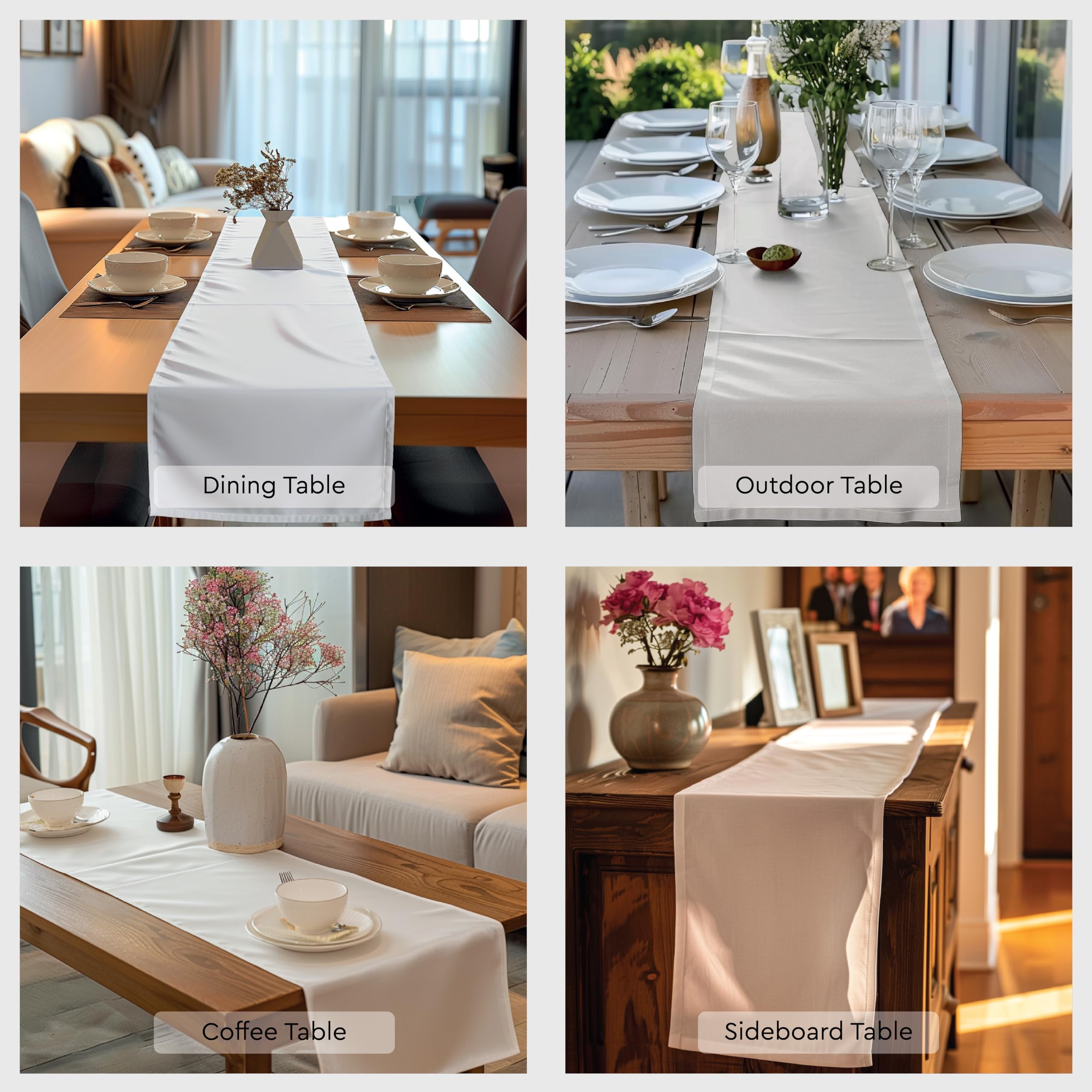 Encasa Table Runner 13X104 In Long | Cotton Canvas Fabric | Ice Blue Solid Color | Machine Washable & Durable