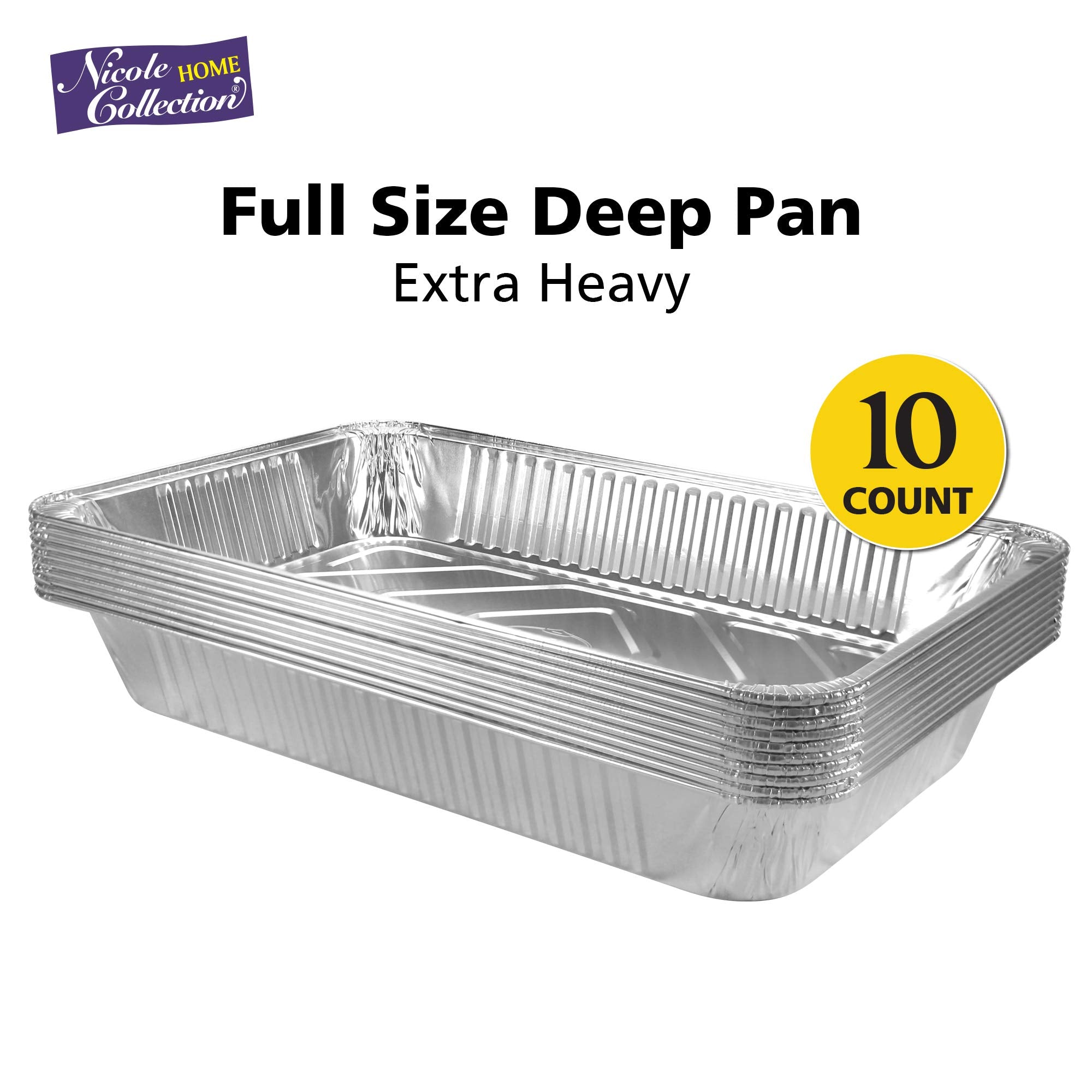 Aluminum Pans Full Size, Large Disposable Roasting & Baking Pan, 21''X13'' Deep Foil Pans (10 Pack) Extra Heavy Duty Chafing Tra