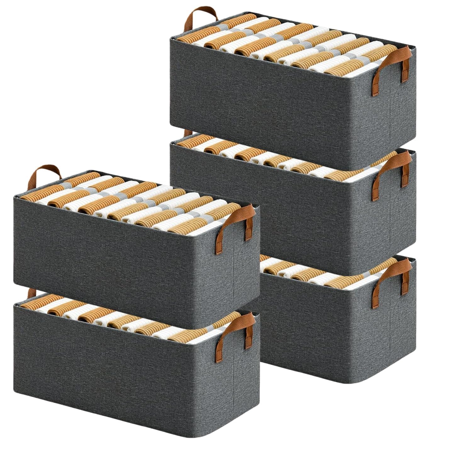 Denfy Steel Frame Collapsible Fabric Storage Cubes Organizer With Handles Foldable Storage Baskets For Organizing Toys, Books, S
