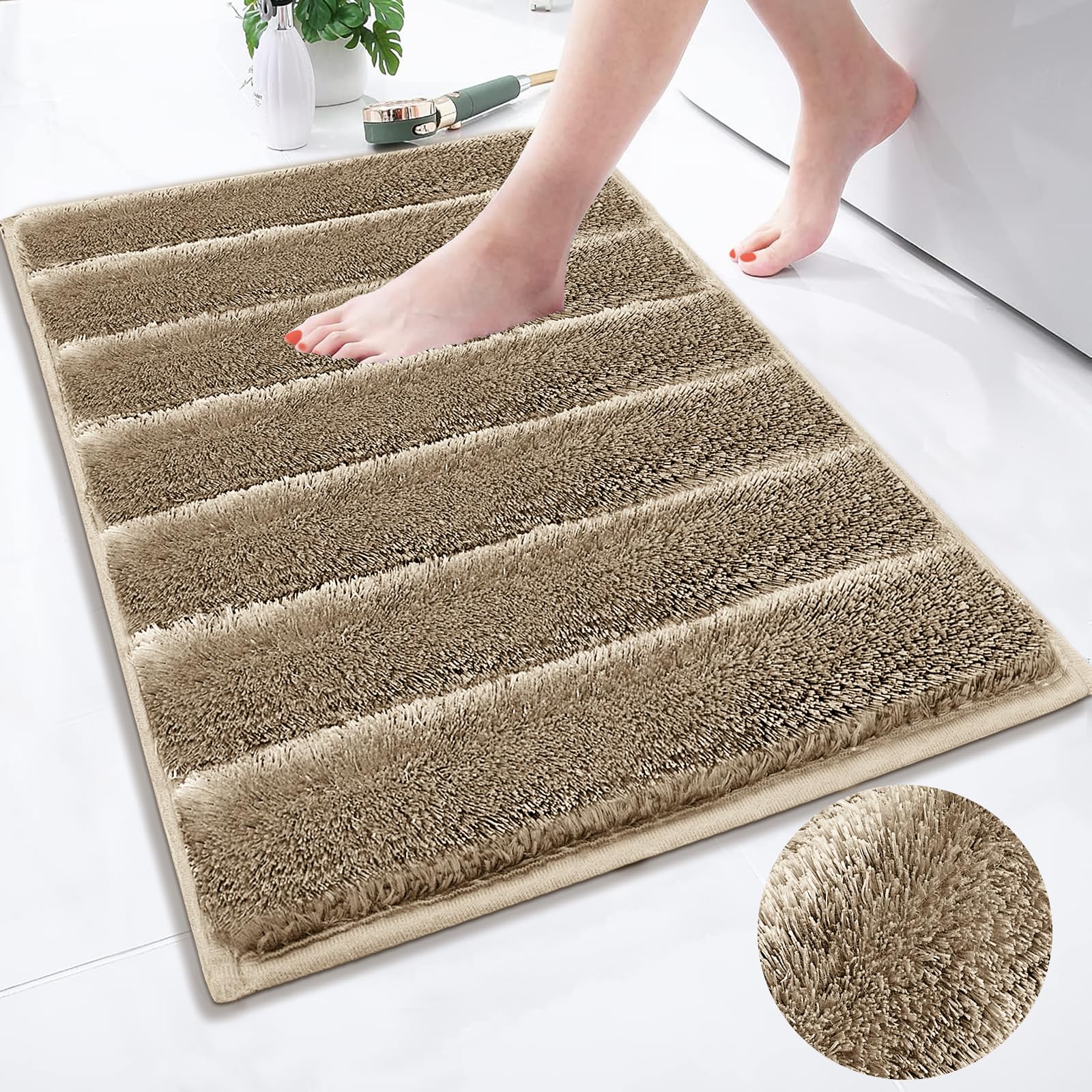 Teewas Bathroom Rugs Sets, Luxury Ombre Bath Mat Set, Non Slip Ultra Soft And Water Absorbent Bath Carpet, Machine Washable Quic