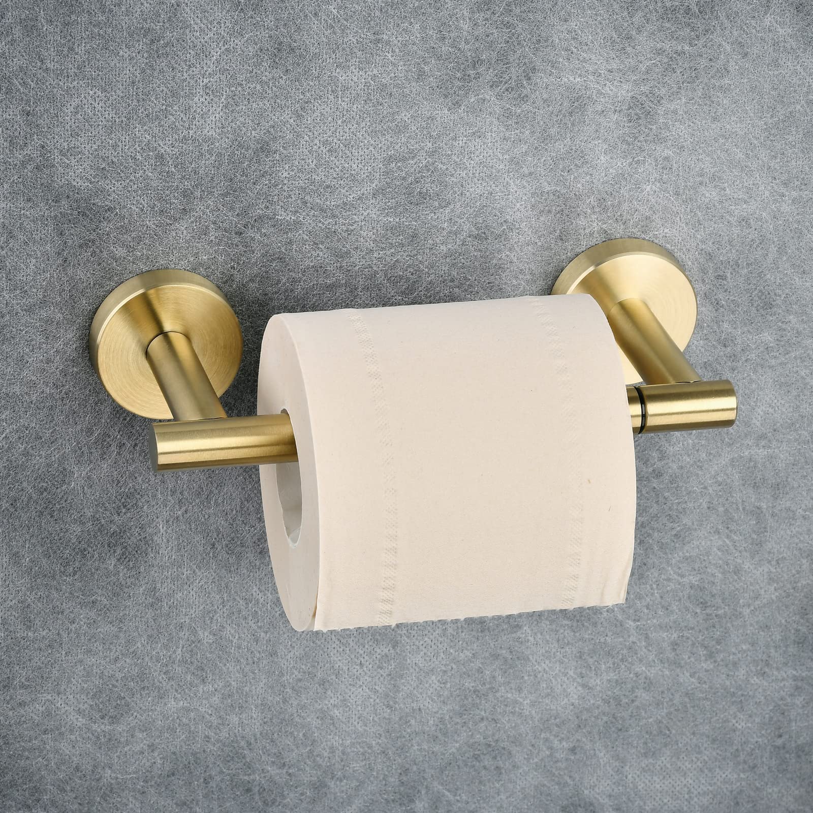 Brushed Gold Toilet Paper Holder For Bathroom, Double Post Pivoting Tissue Roll Holder, Wall Mounted Detachable Tp Holder, Sus30