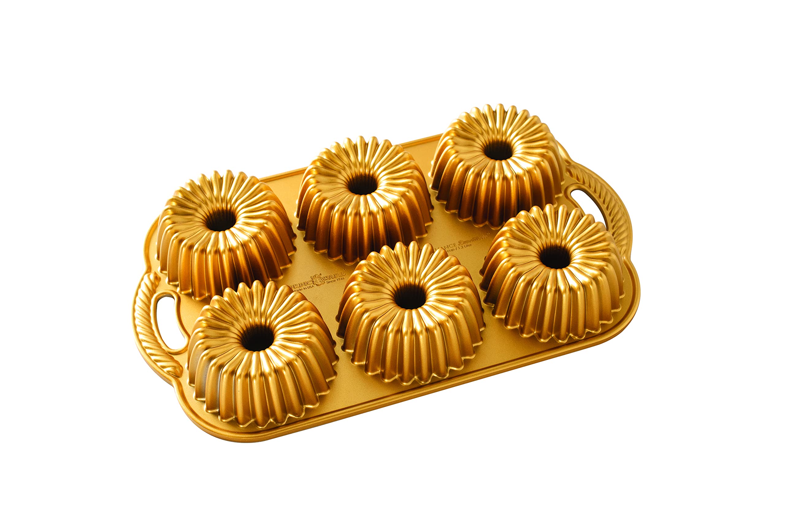Nordic Ware Brilliance Bundtlette, 5 Cup, Gold