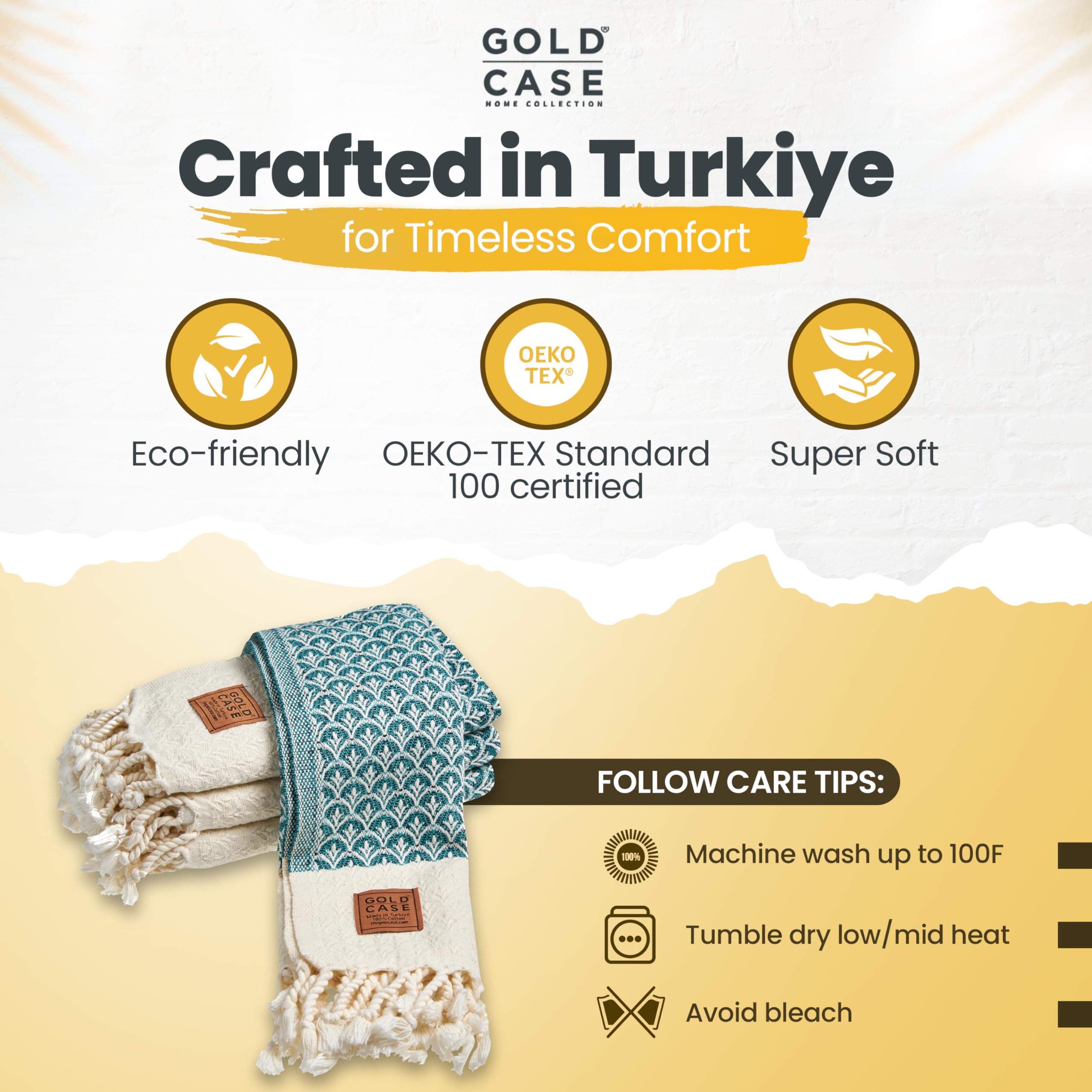 Helen Original Turkish Hand Towels by Gold CASE - Set of 4-20x40 100% Cotton Decorative Towel - Bathroom and Kitchen Peshtemal for Hand  Face  Hair  SPA  Farmhouse  Gym  Tea and Dishcloth  Teal