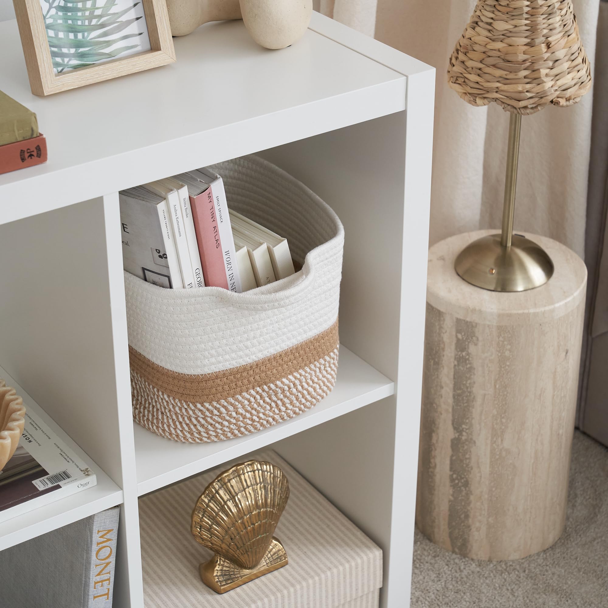 Stylish Cotton Rope Storage Basket For Dog Toys, Magazines or Books - The Perfect Woven Bin with Handles For Everyday Organizati