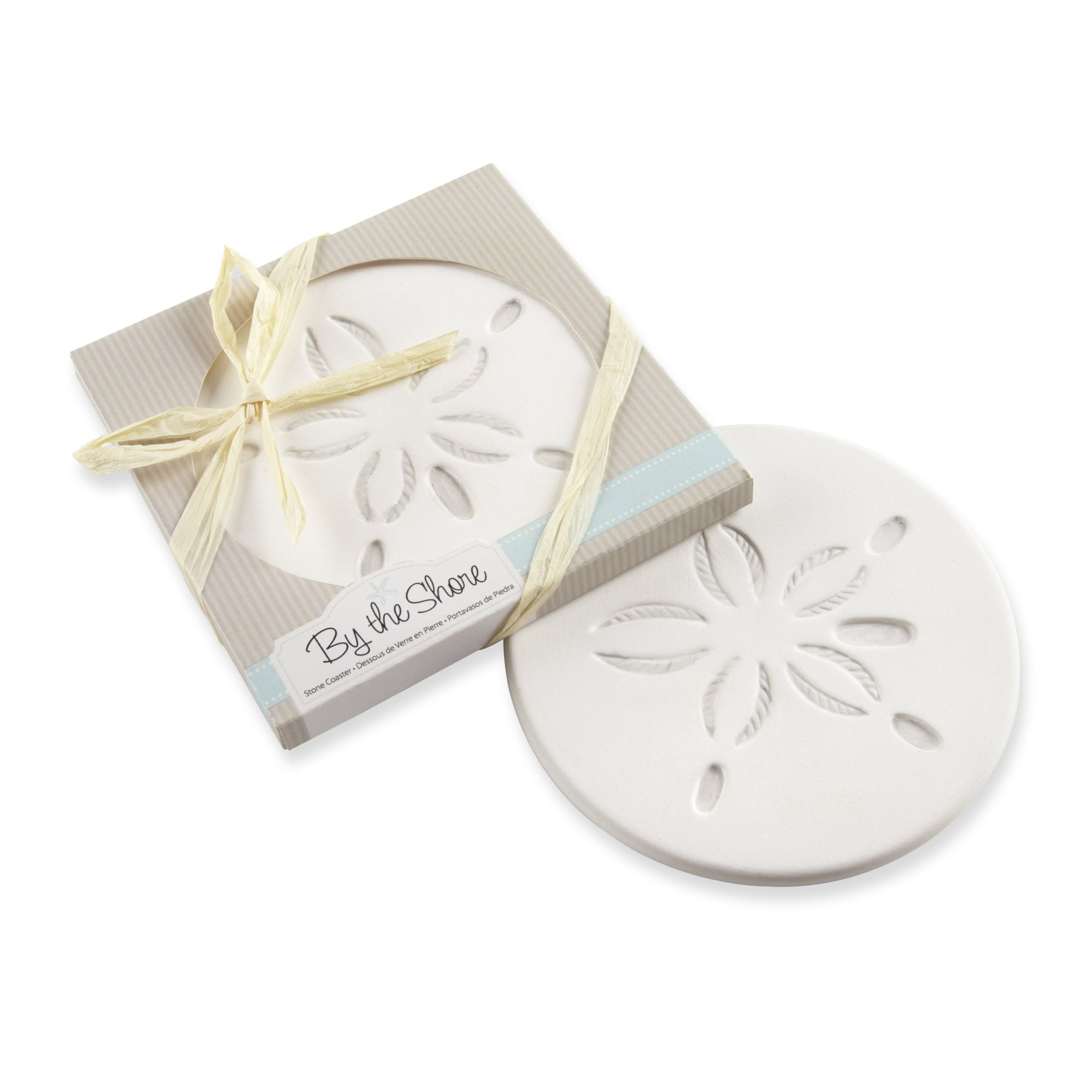 Kate Aspen Sea Shore Sand Dollar Drink Nautical Wedding Favor, Single Coaster, White