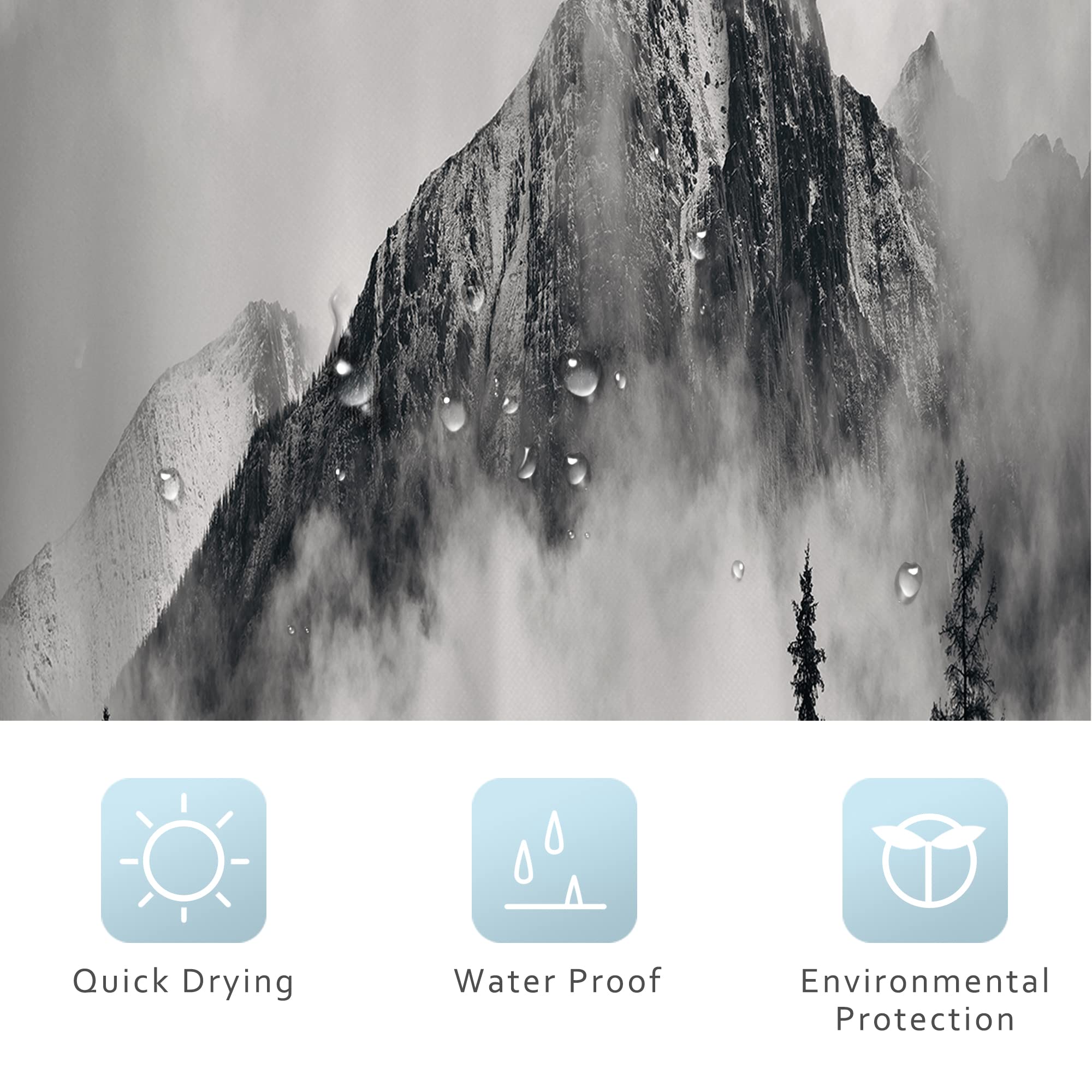 Riyidecor Small Stall Rv Misty Shower Curtain 39Wx72H Inch Mountain Nature Rustic Scenery Foggy Smokey Tree National Parks Outdo