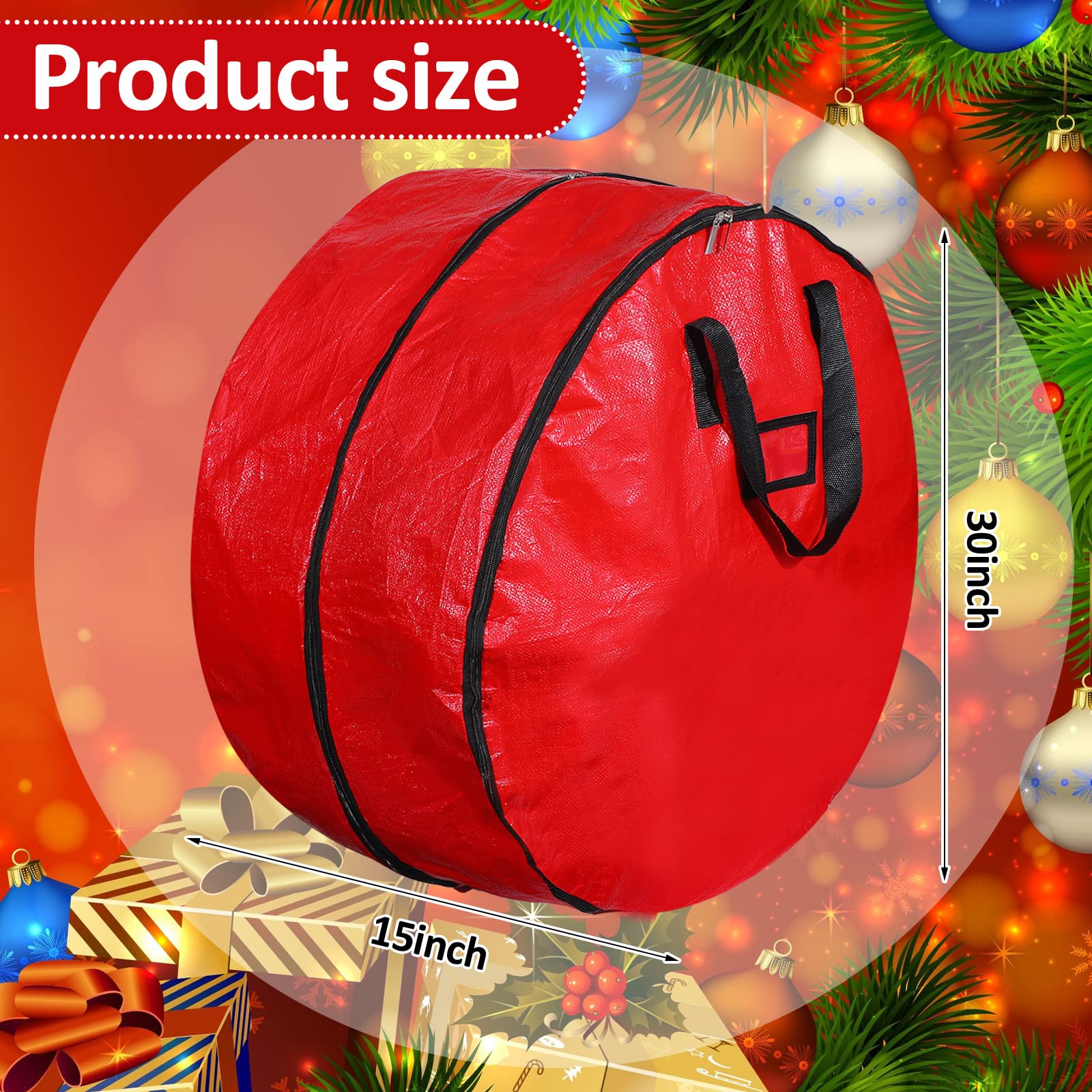 Double Layer Christmas Wreath Storage Container Bags Double Wreath Storage Container Zippered Wreath Bag With Handle Festive Wre